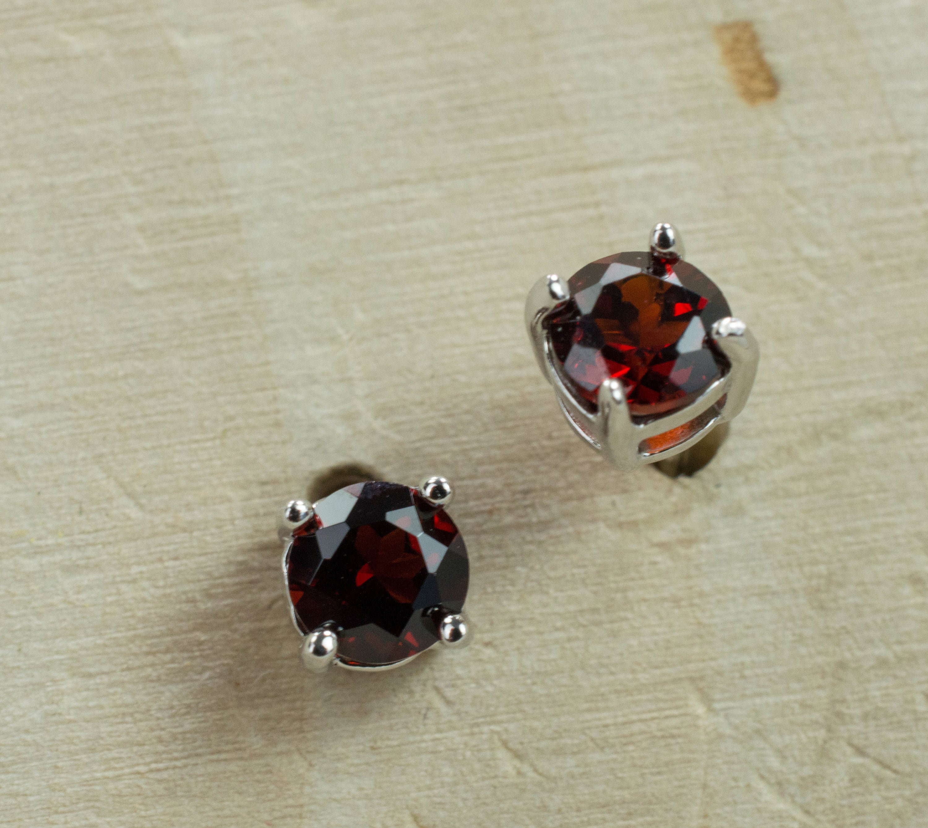 Pyrope Garnet Earrings; Genuine Untreated Madagascar Garnet; 0.570cts - Mark Oliver Gems