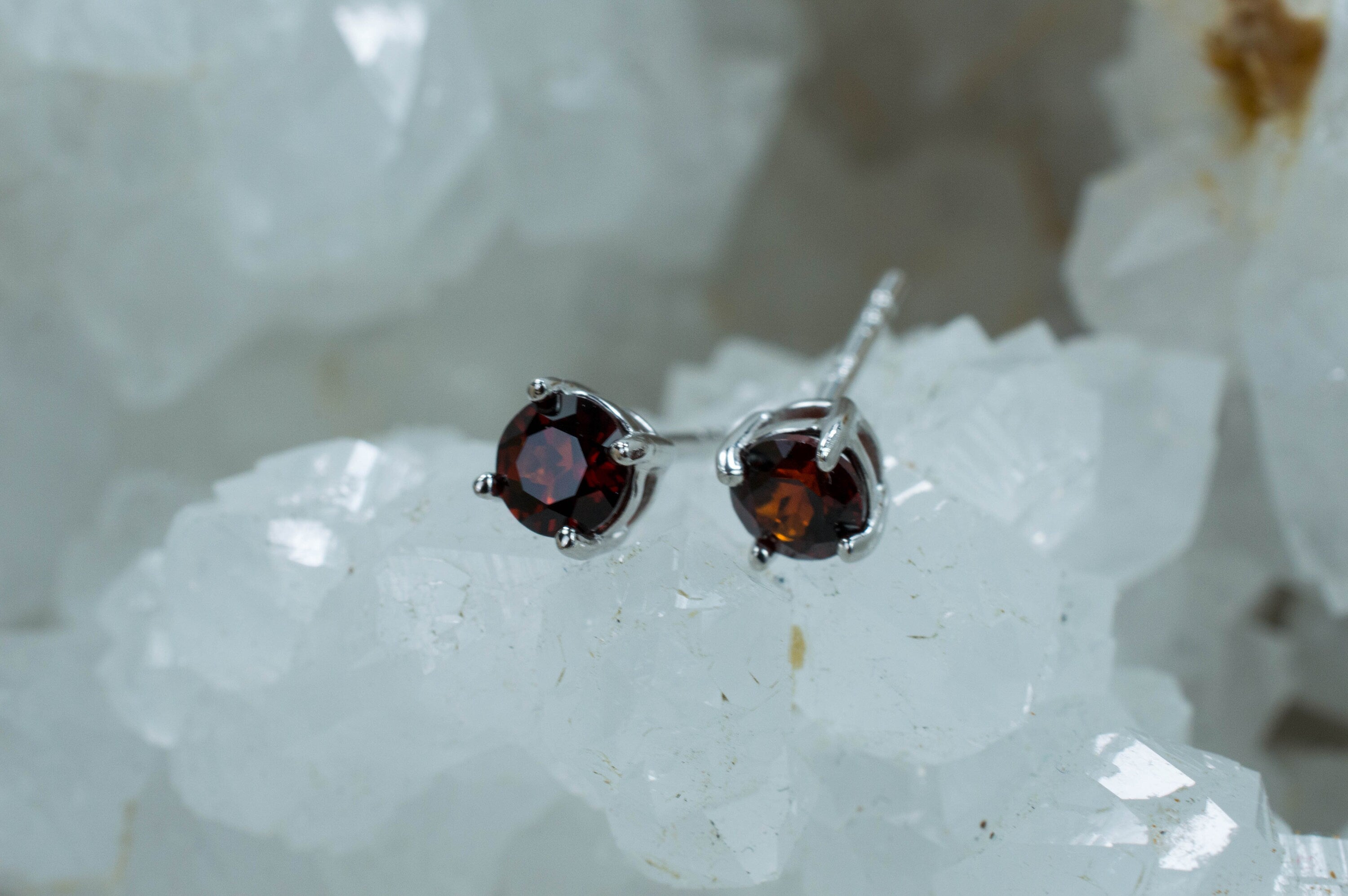 Pyrope Garnet Earrings; Genuine Untreated Madagascar Garnet; 0.565cts - Mark Oliver Gems