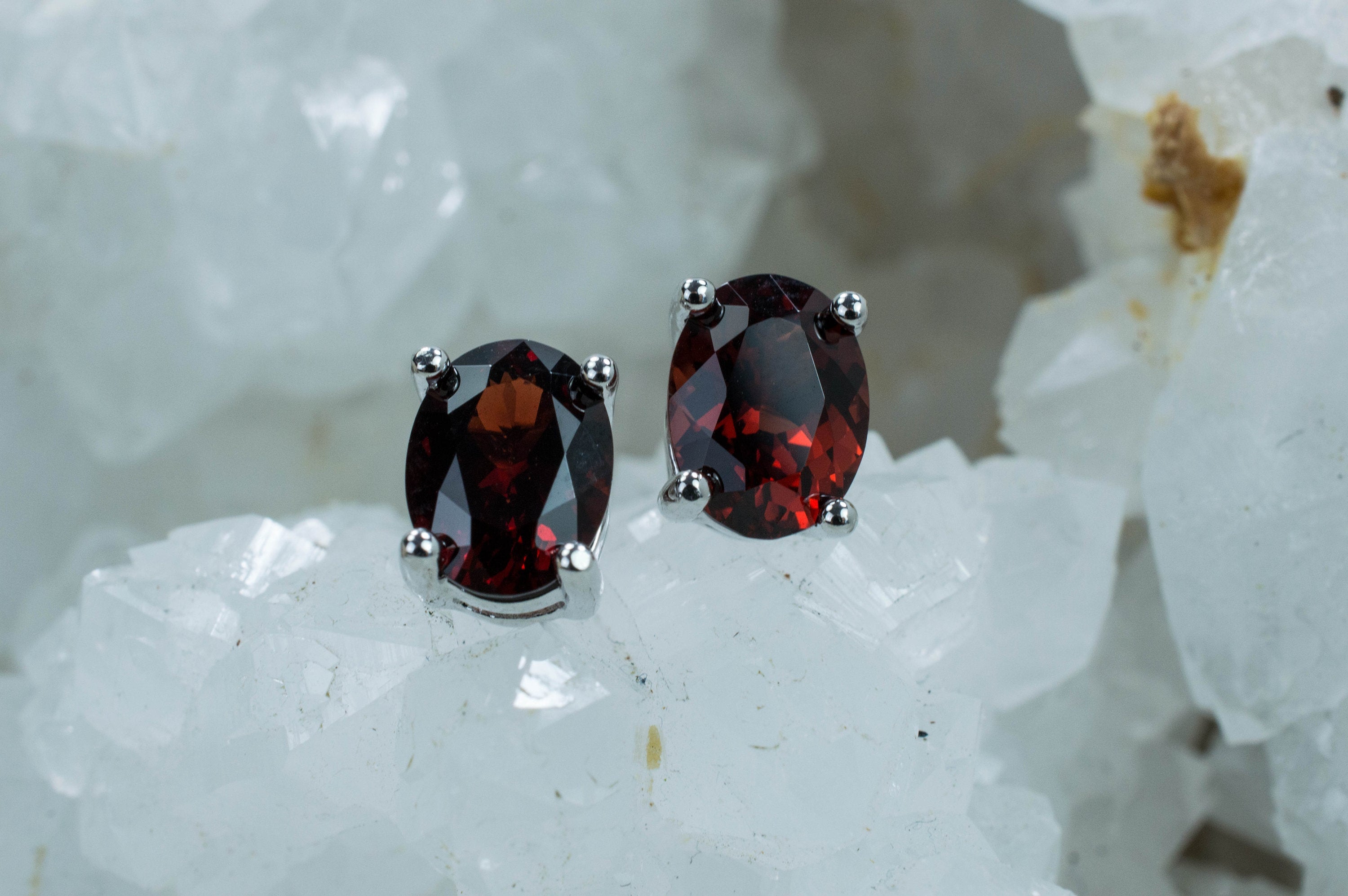 Pyrope Garnet Earrings; Genuine Untreated Madagascar Garnet; 2.950cts - Mark Oliver Gems