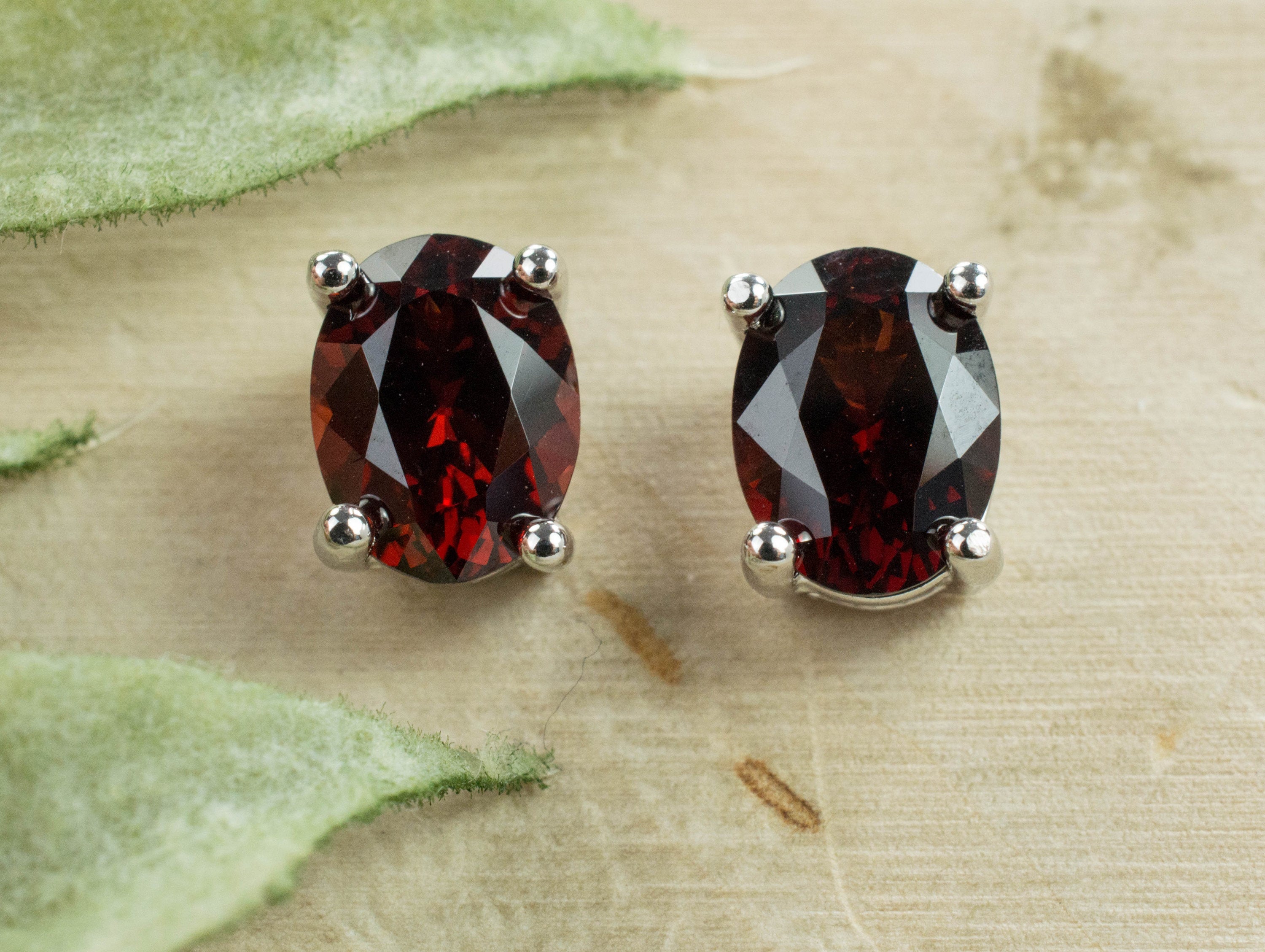 Pyrope Garnet Earrings; Genuine Untreated Madagascar Garnet; 2.950cts - Mark Oliver Gems