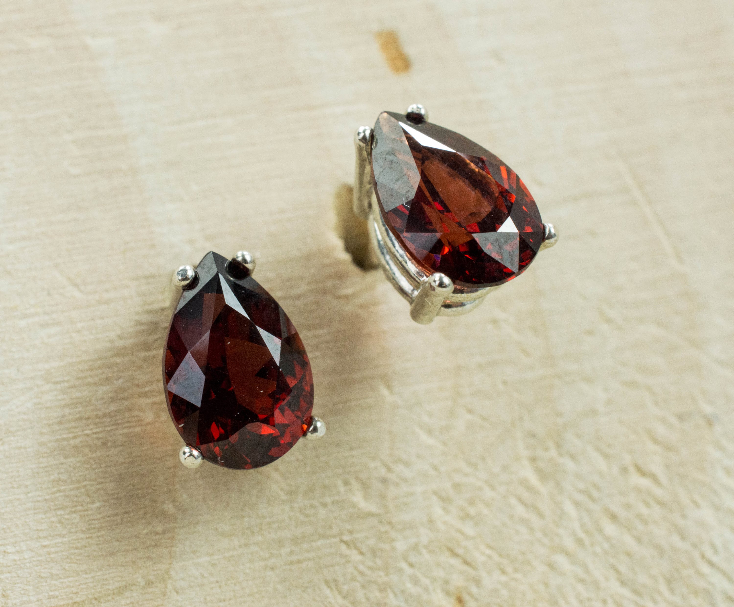 Pyrope Garnet Earrings; Genuine Untreated Madagascar Garnet; 3.075cts - Mark Oliver Gems