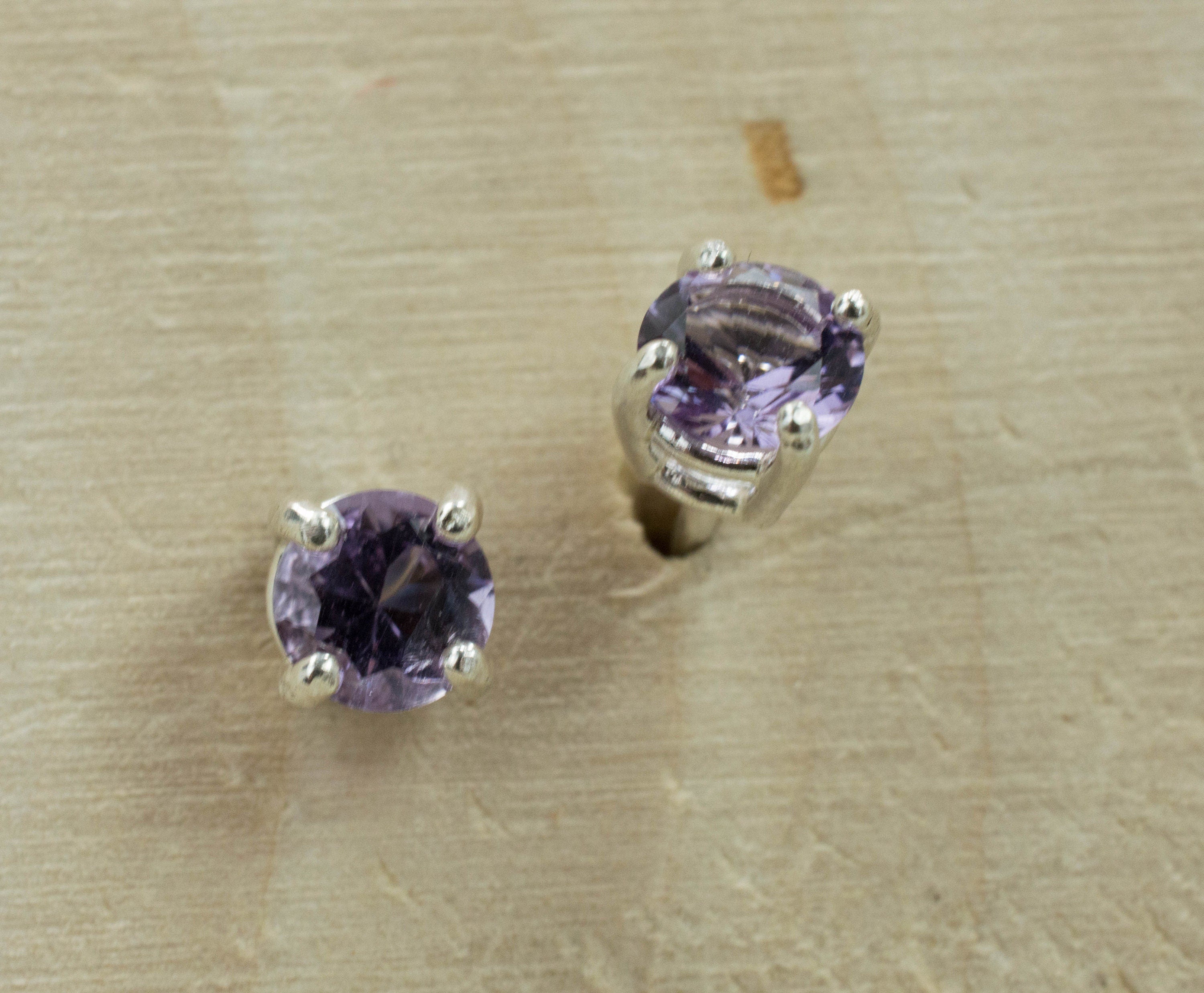 Purple Scapolite Earrings, Natural Untreated Tanzania Mined Scapolite - Mark Oliver Gems