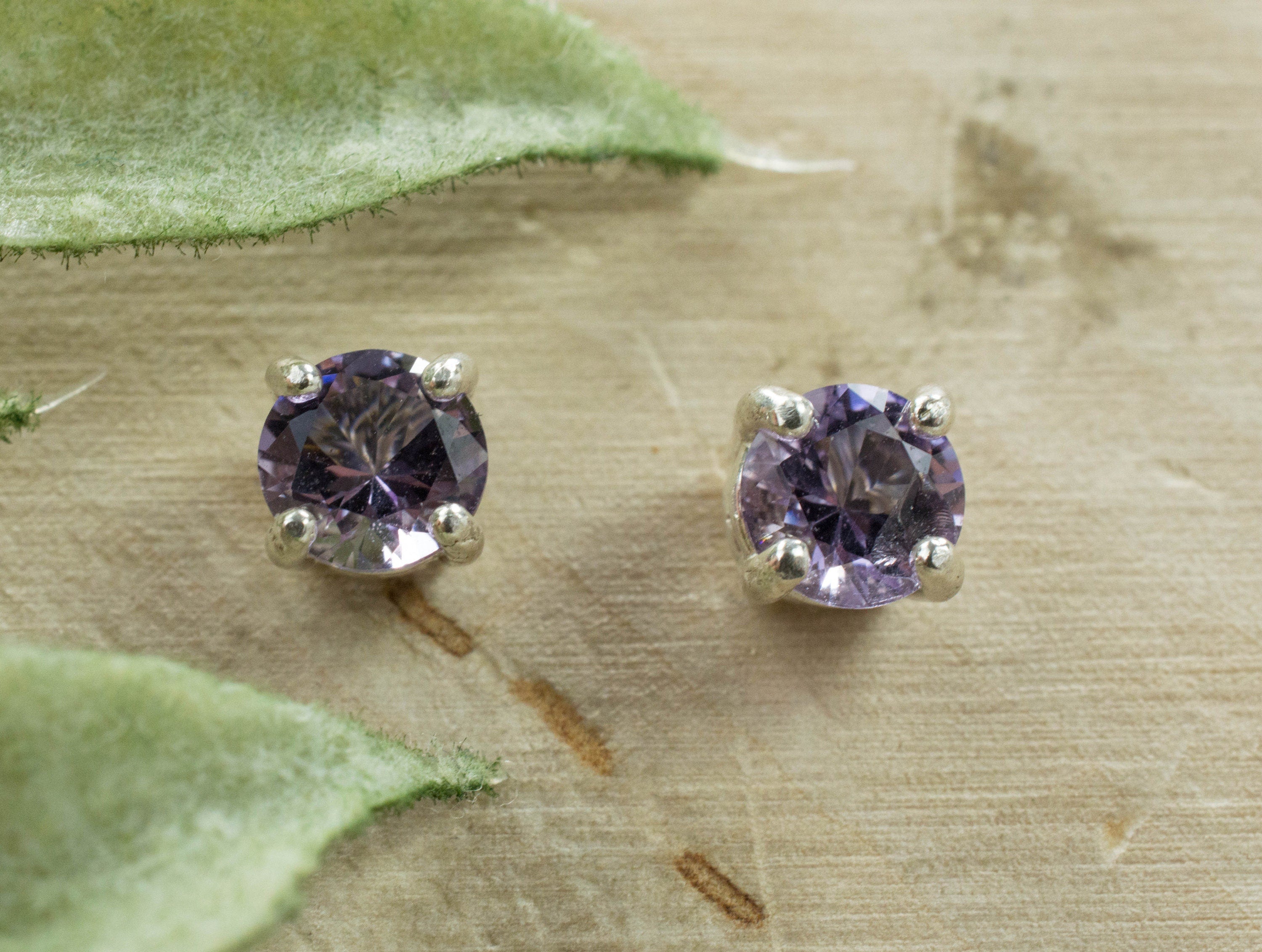 Purple Scapolite Earrings, Natural Untreated Tanzania Mined Scapolite - Mark Oliver Gems