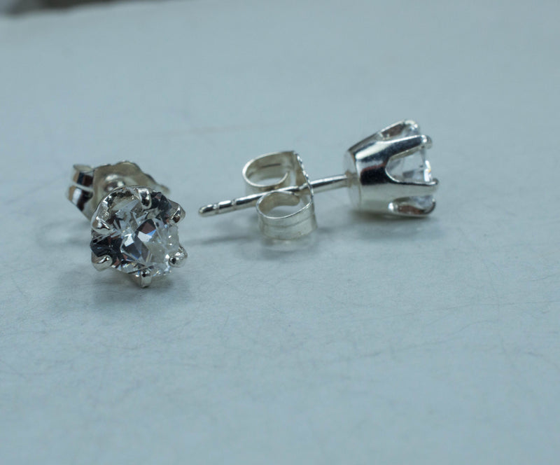 White Sapphire Earrings, Genuine Untreated Sri Lanka Sapphire
