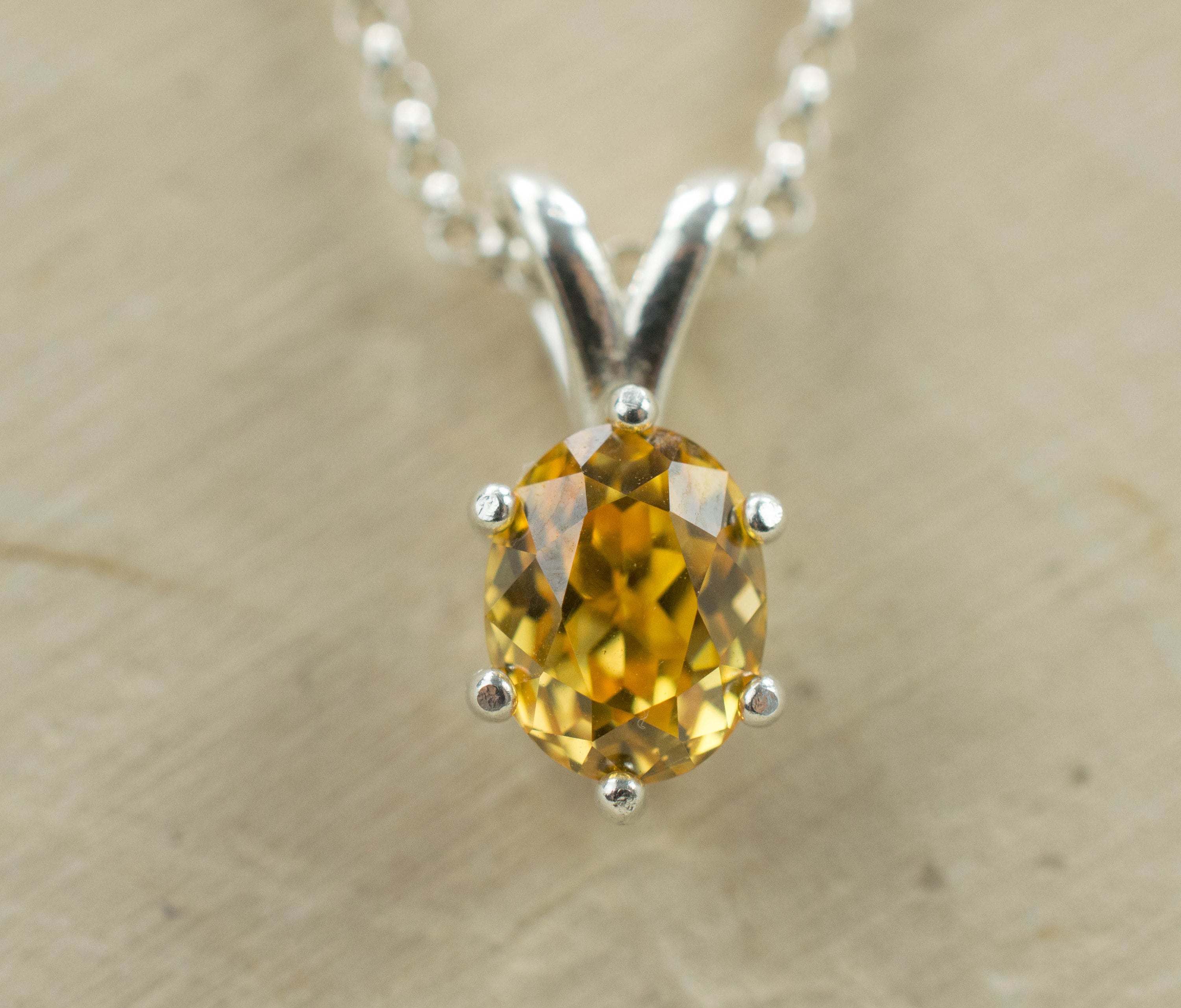 Yellow Zircon Pendant, Genuine Untreated Madagascar Zircon - Mark Oliver Gems