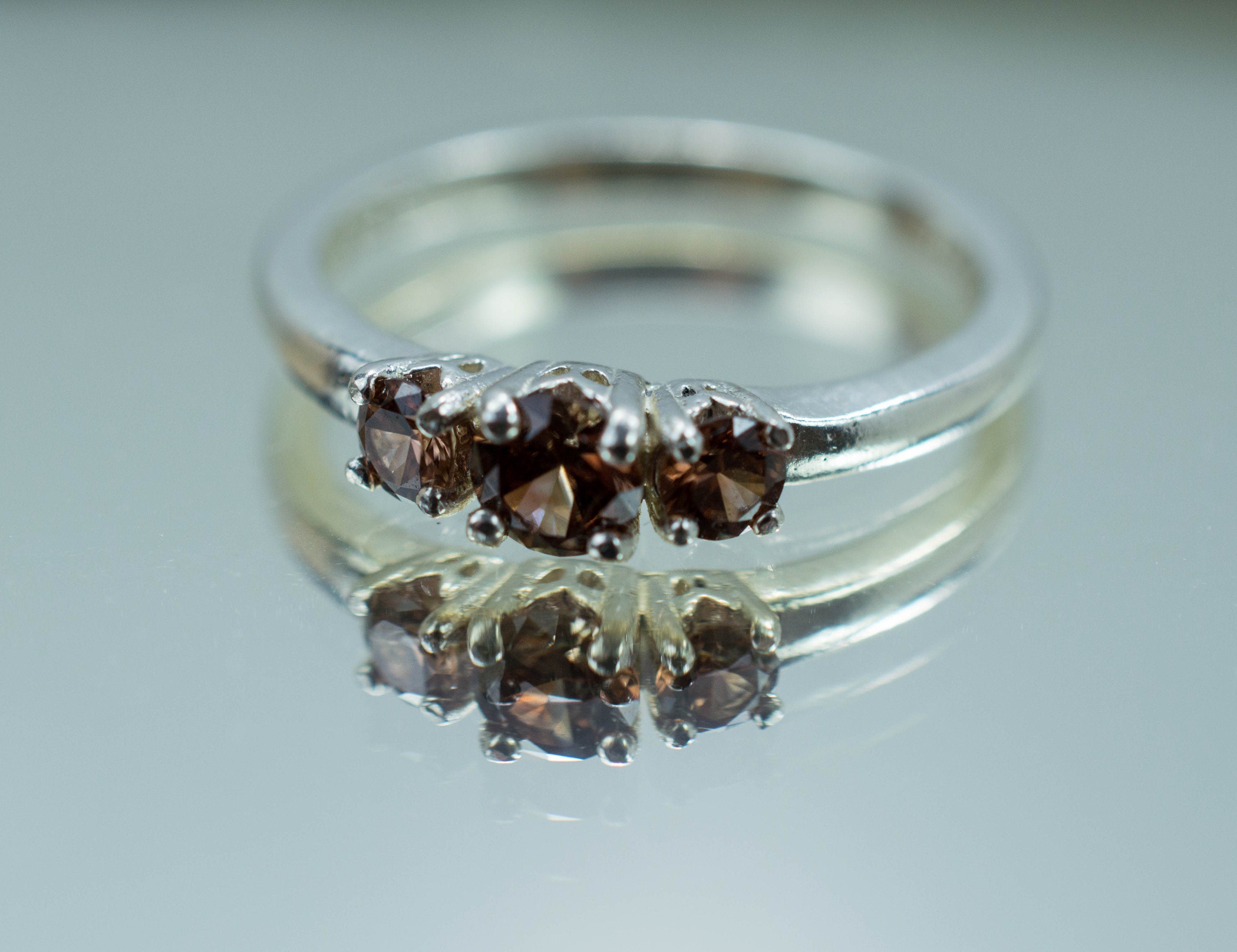 Zircon Ring; Genuine Untreated Tanzanian Cognac Zircon Set - Mark Oliver Gems