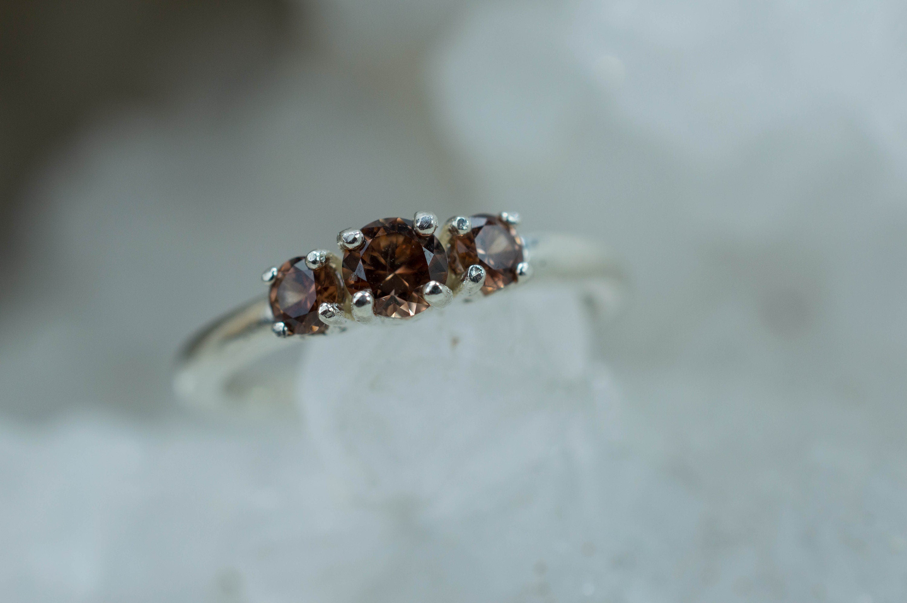 Zircon Ring; Genuine Untreated Tanzanian Cognac Zircon Set - Mark Oliver Gems