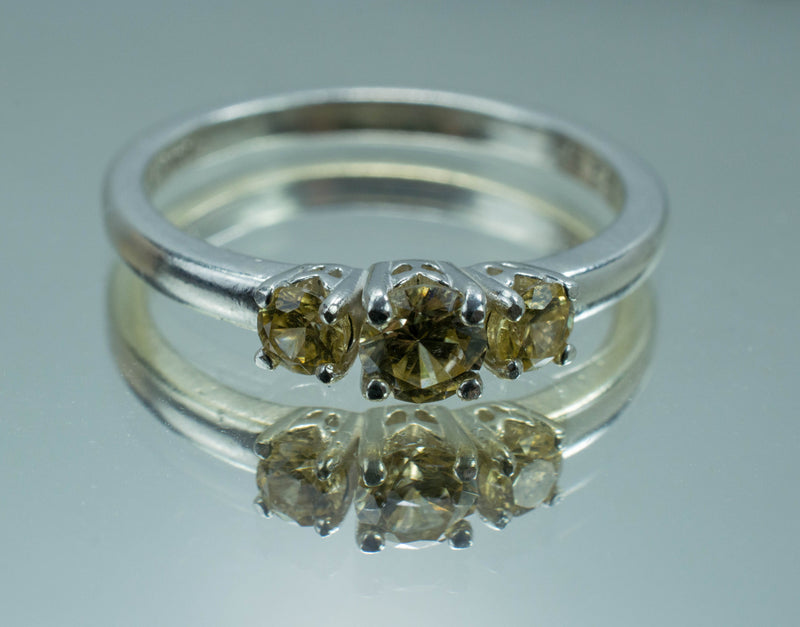 Zircon Ring; Genuine Untreated Tanzanian Yellow Zircon Set