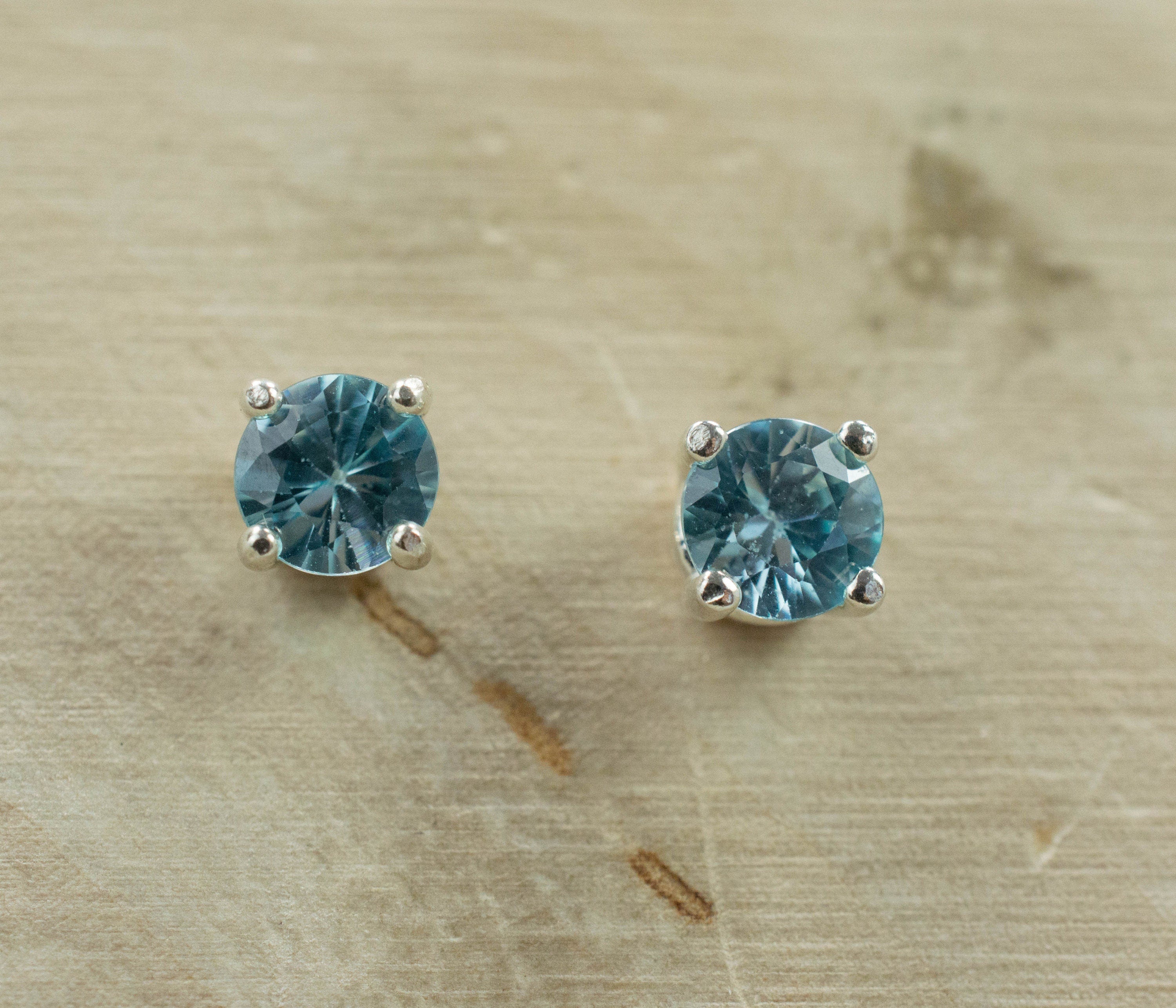 Blue Zircon Earrings; Genuine Cambodia Zircon; 1.145cts - Mark Oliver Gems