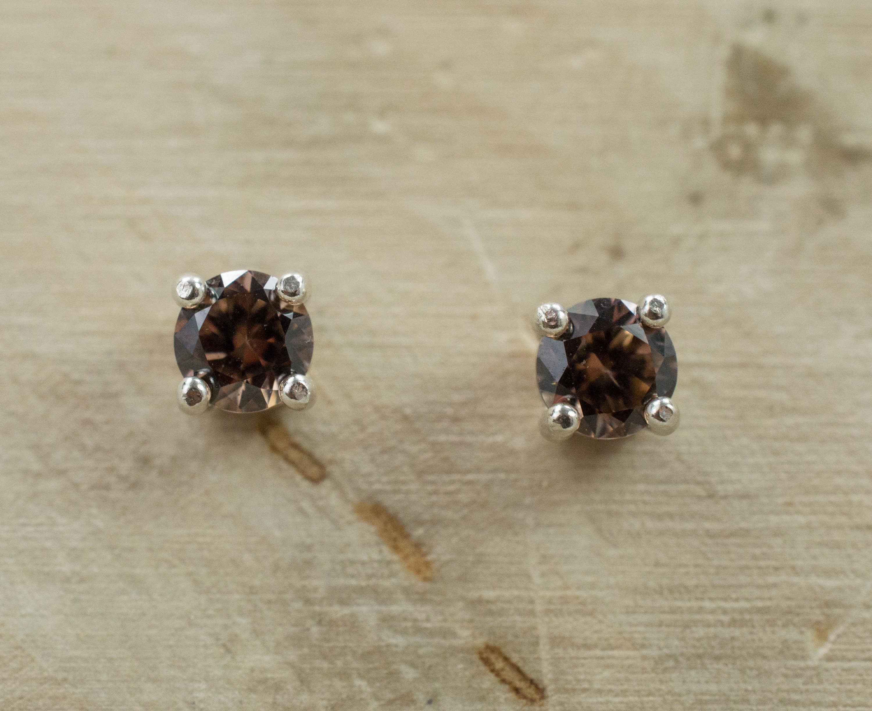 Champagne Zircon Earrings; Genuine Untreated Tanzanian Zircon - Mark Oliver Gems