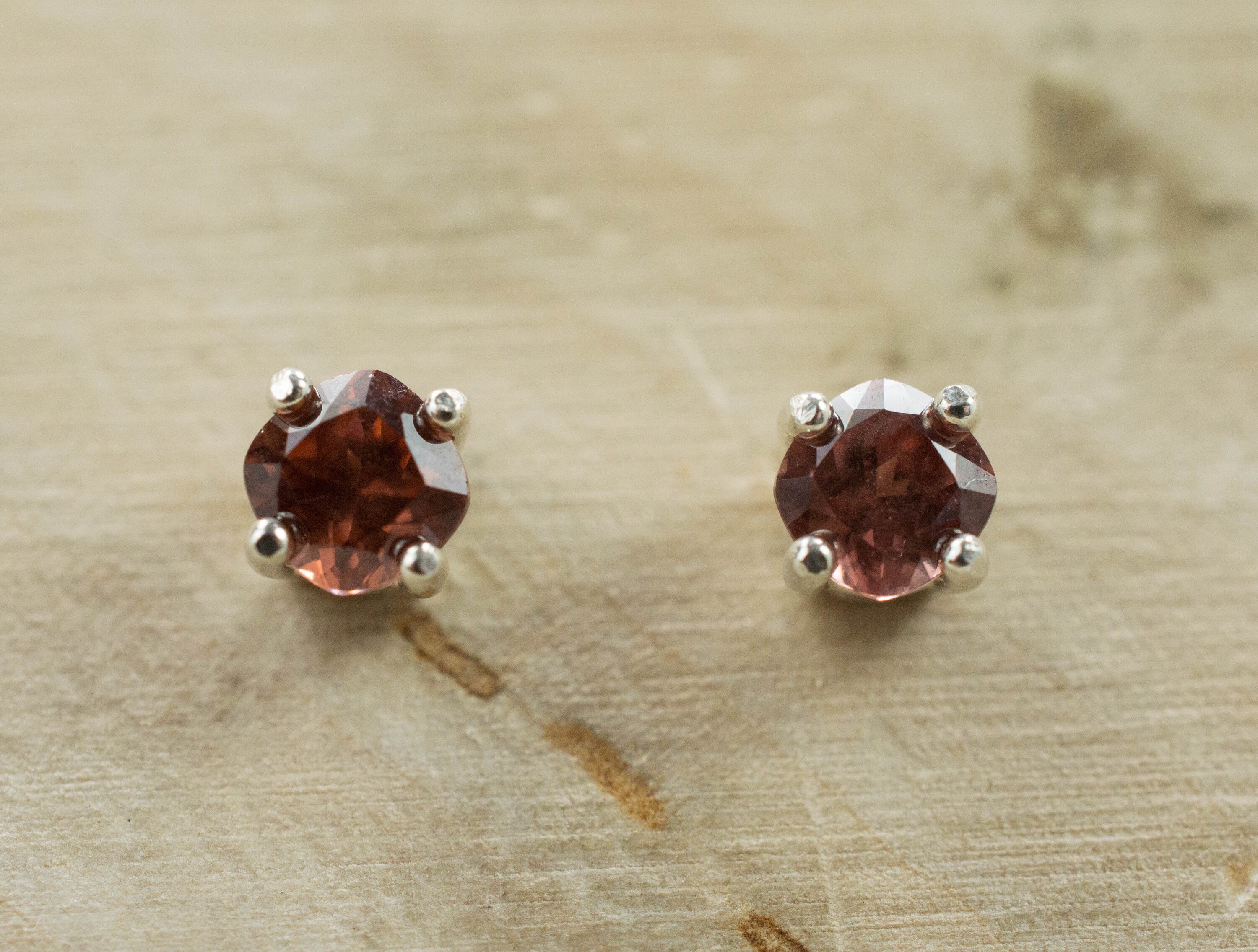 Red Zircon Earrings; Genuine Untreated Tanzania Zircon; 0.890cts - Mark Oliver Gems