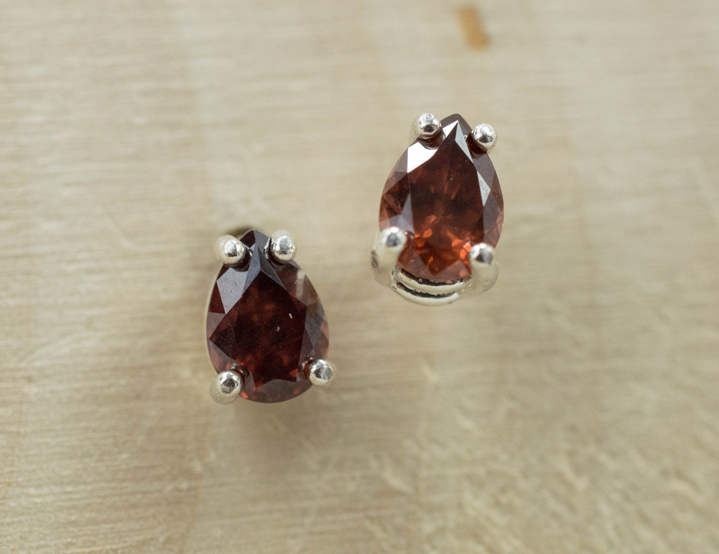 Red Zircon Earrings; Genuine Untreated Tanzania Zircon; 2.060cts - Mark Oliver Gems