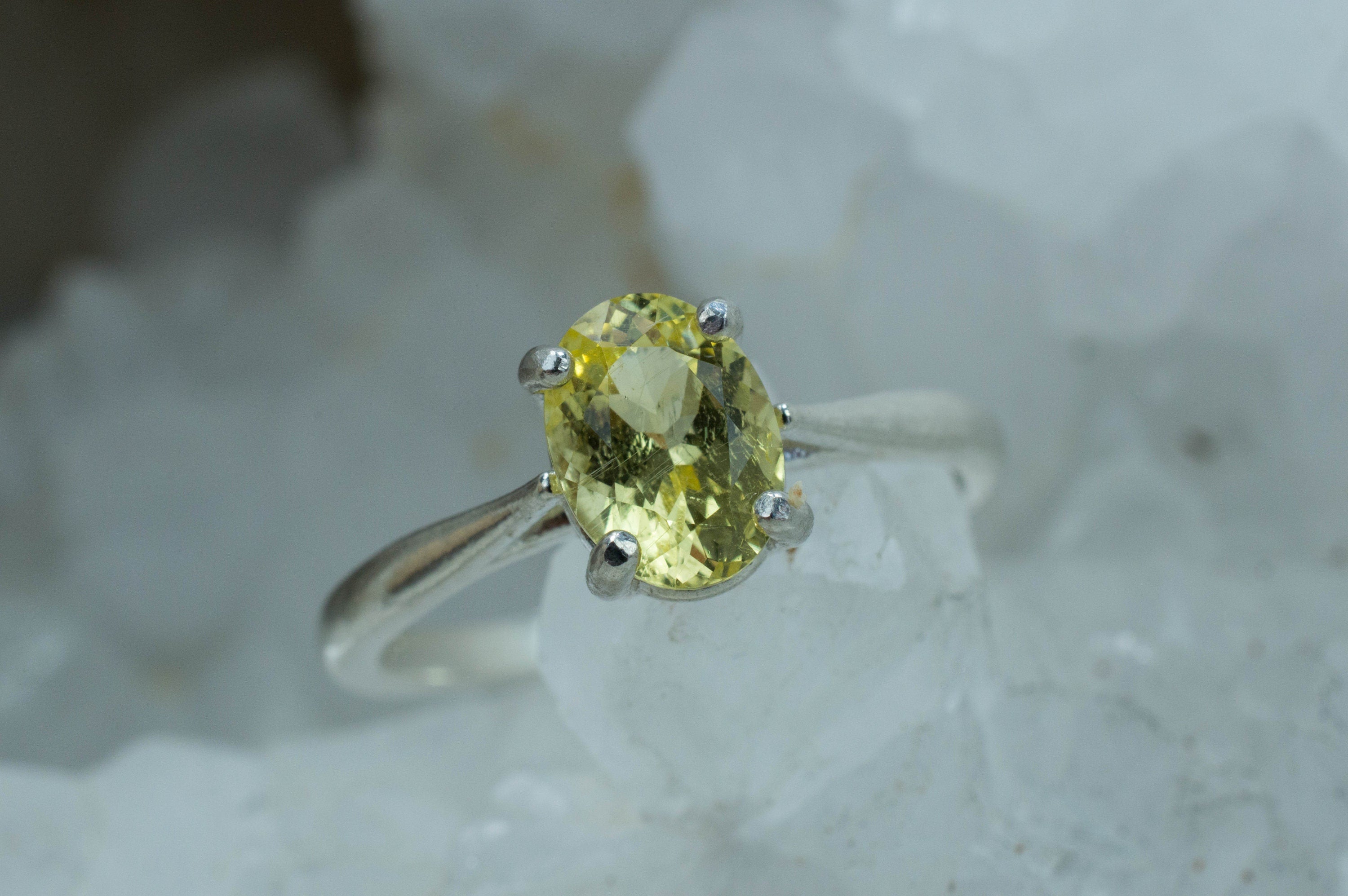 Yellow Danburite Ring; Natural Untreated Tanzanian Danburite - Mark Oliver Gems