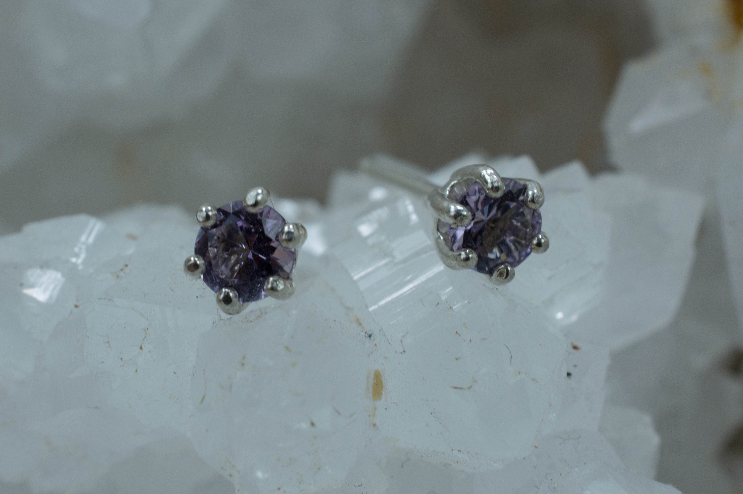 Purple Scapolite Earrings, Natural Untreated Tanzania Scapolite - Mark Oliver Gems