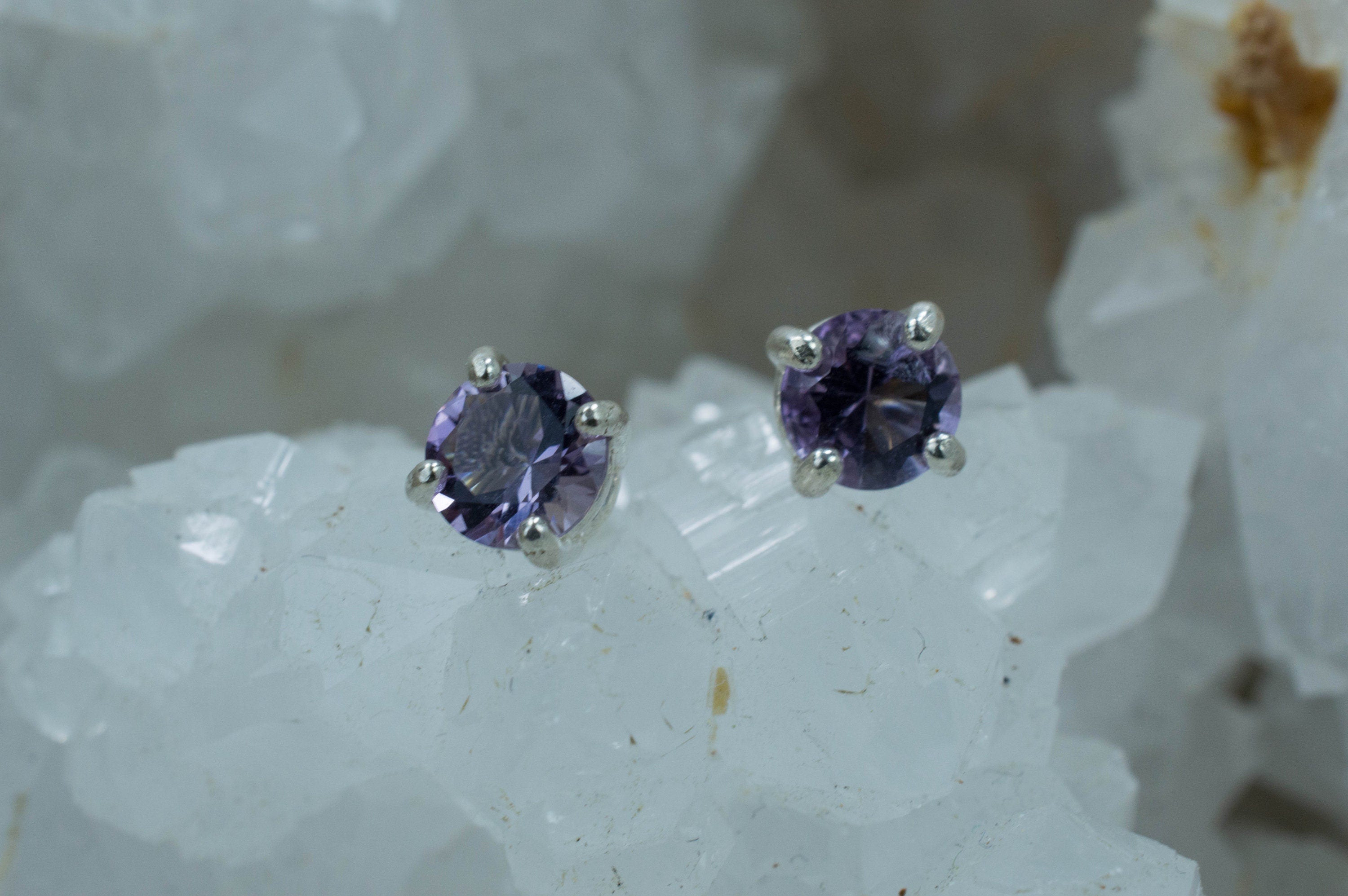 Purple Scapolite Earrings, Natural Untreated Tanzania Mined Scapolite - Mark Oliver Gems