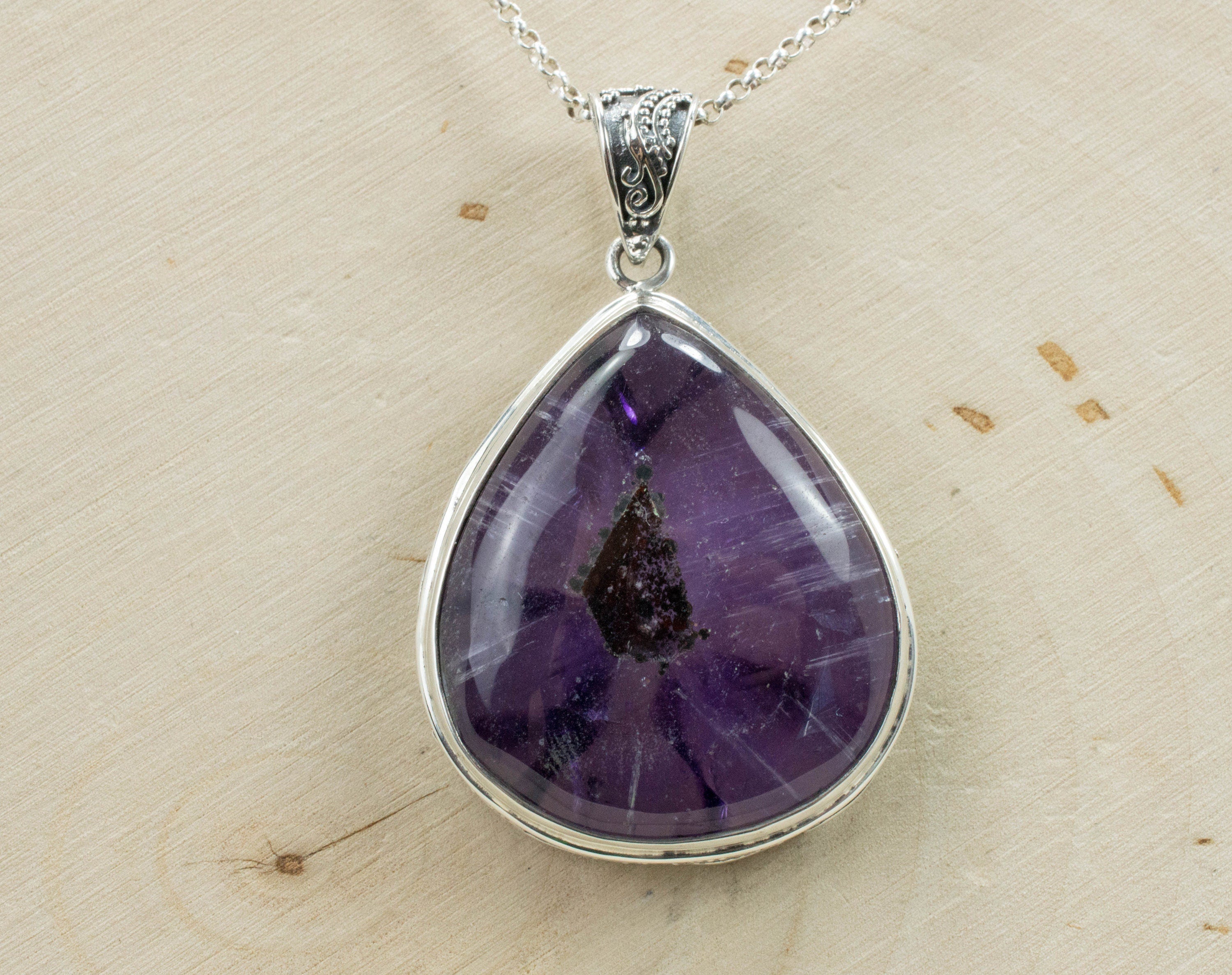 Trapiche Amethyst Pendant, Genuine Untreated Brazil Amethyst - Mark Oliver Gems