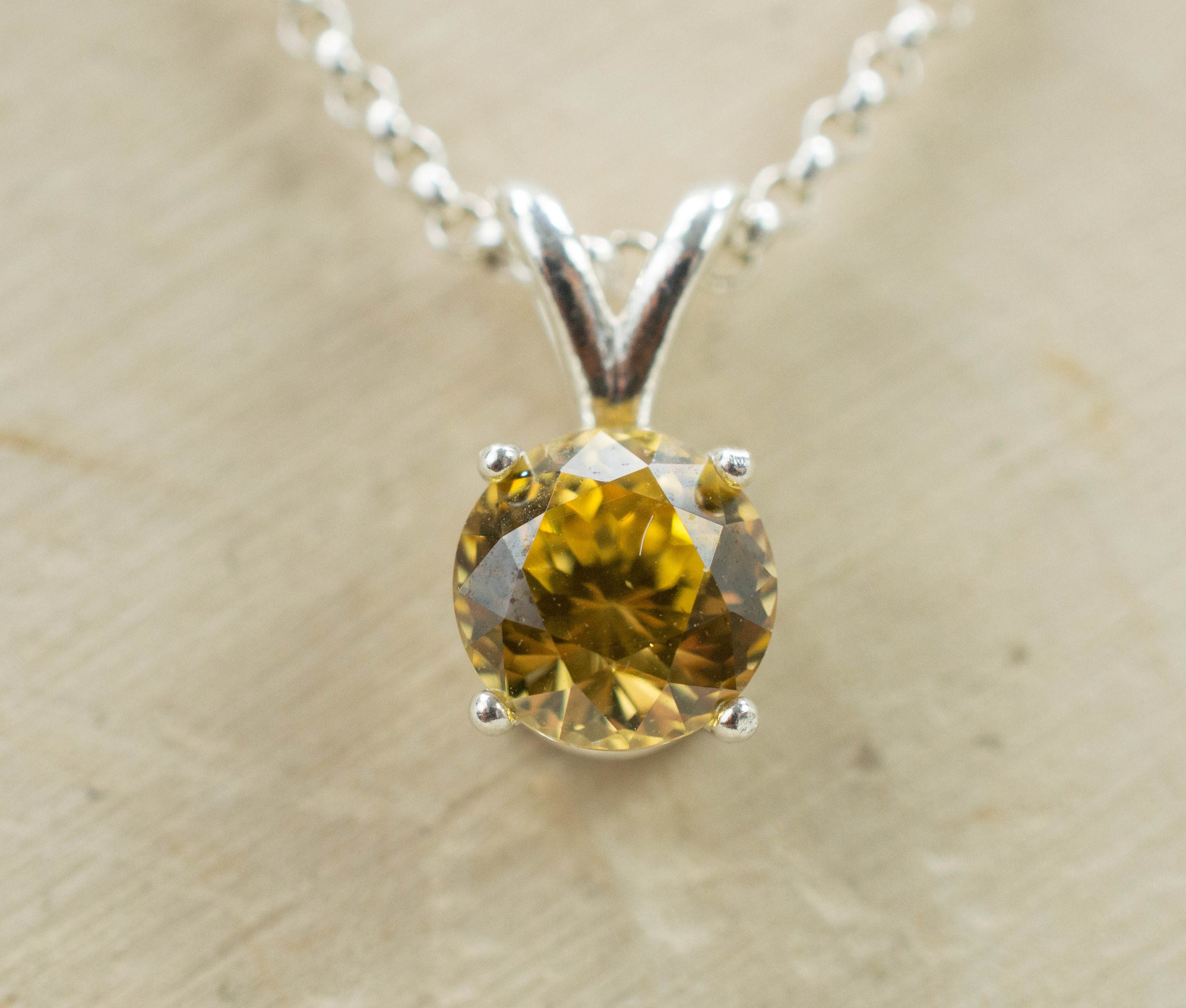 Yellow Zircon Pendant, Genuine Untreated Madagascan Zircon - Mark Oliver Gems