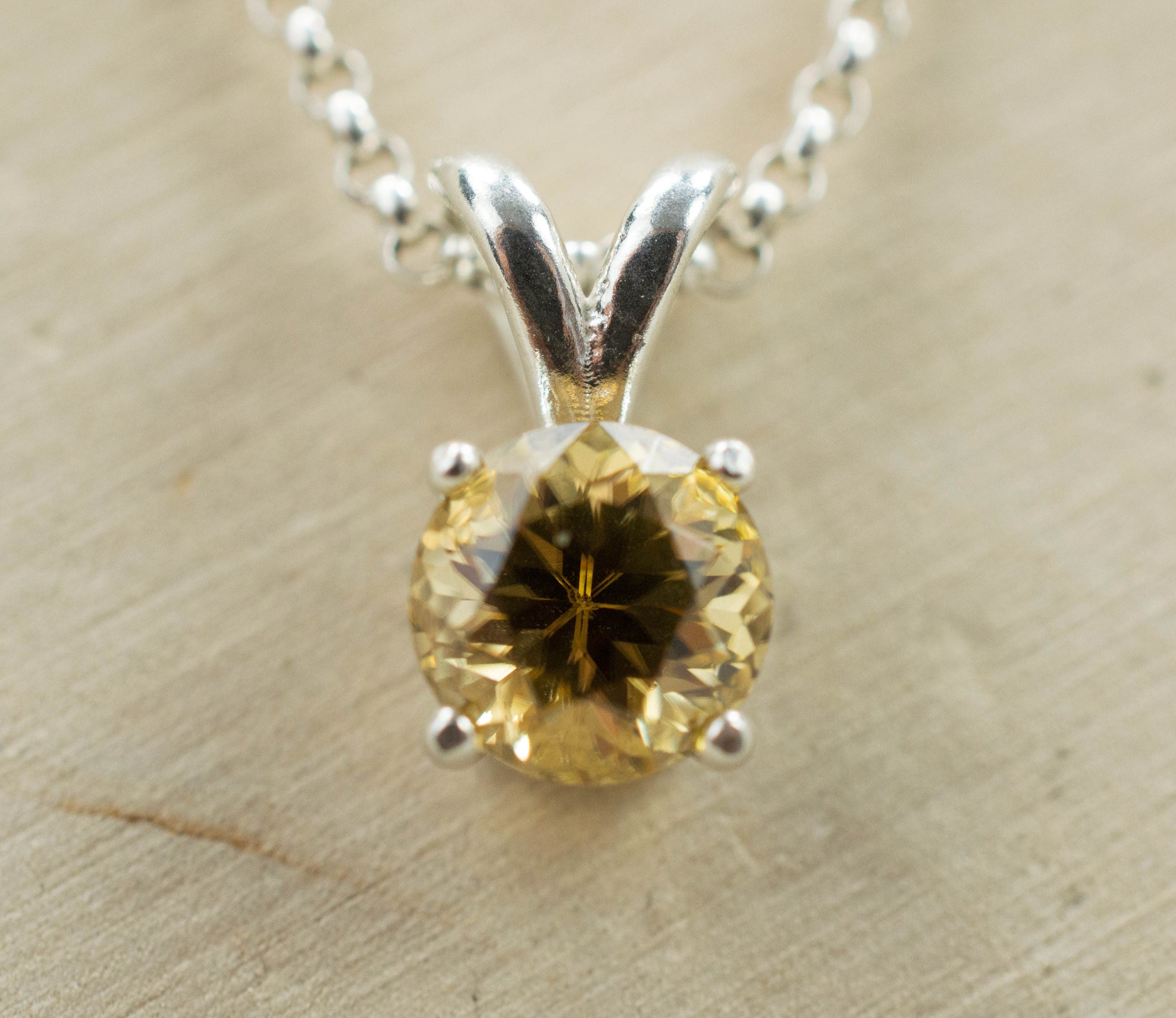 Yellow Zircon Pendant, Natural Untreated Madagascan Zircon - Mark Oliver Gems