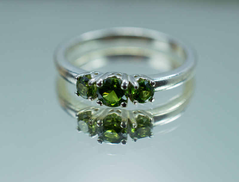 Zircon Ring; Genuine Untreated Sri Lanka Green Zircon Set