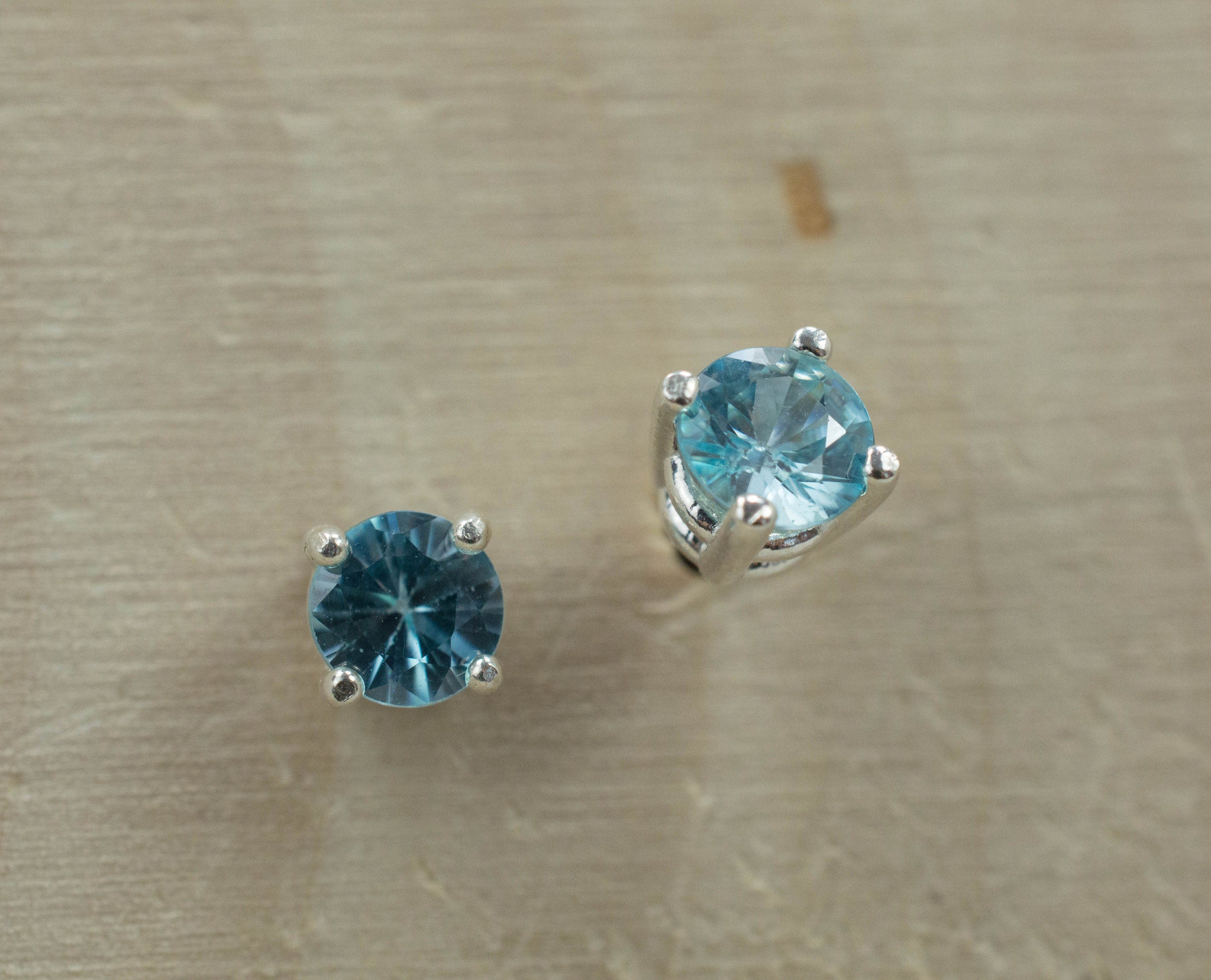 Blue Zircon Earrings; Genuine Cambodia Zircon; 1.145cts - Mark Oliver Gems