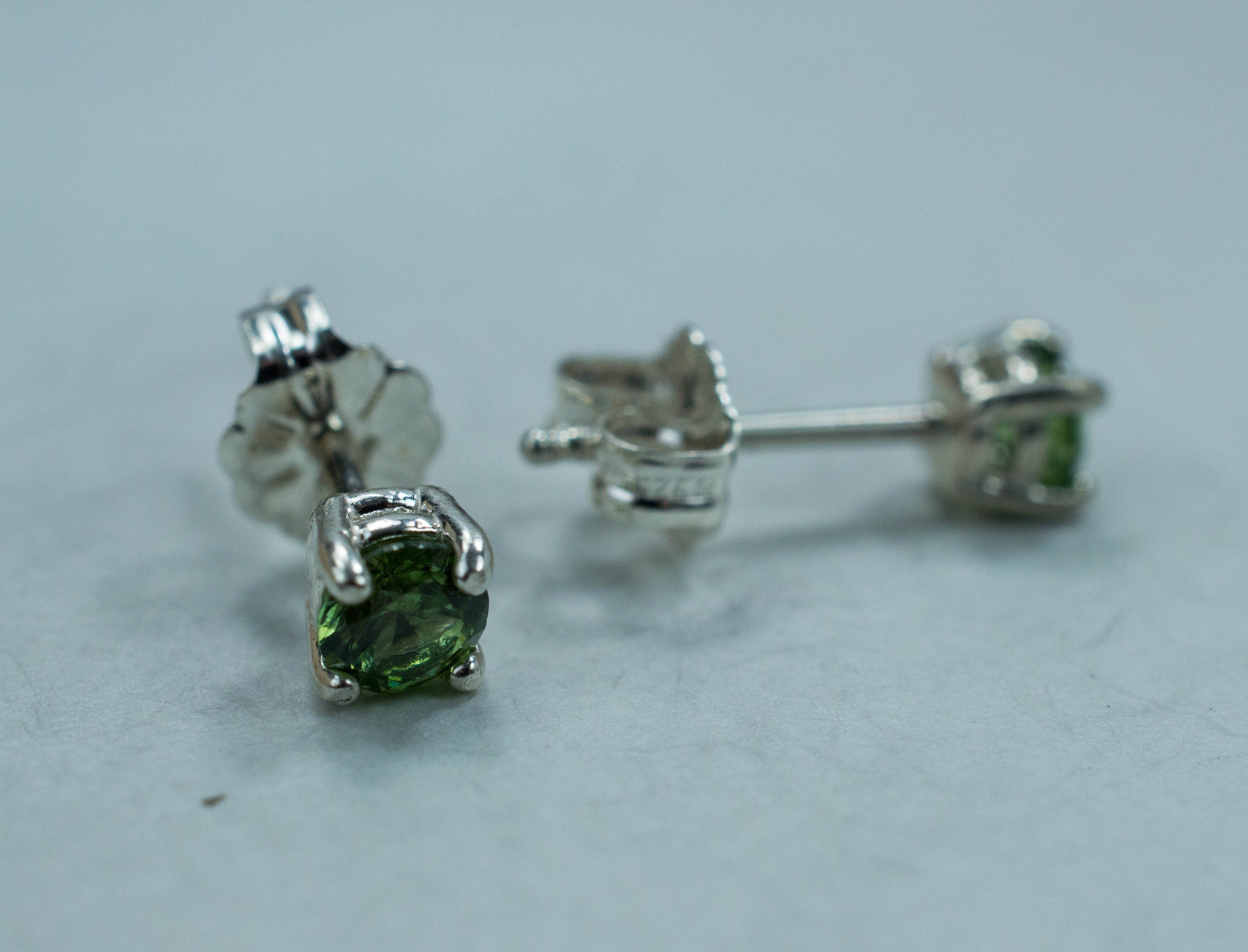 Green Zircon Earrings; Natural Untreated Sri Lankan Zircon - Mark Oliver Gems