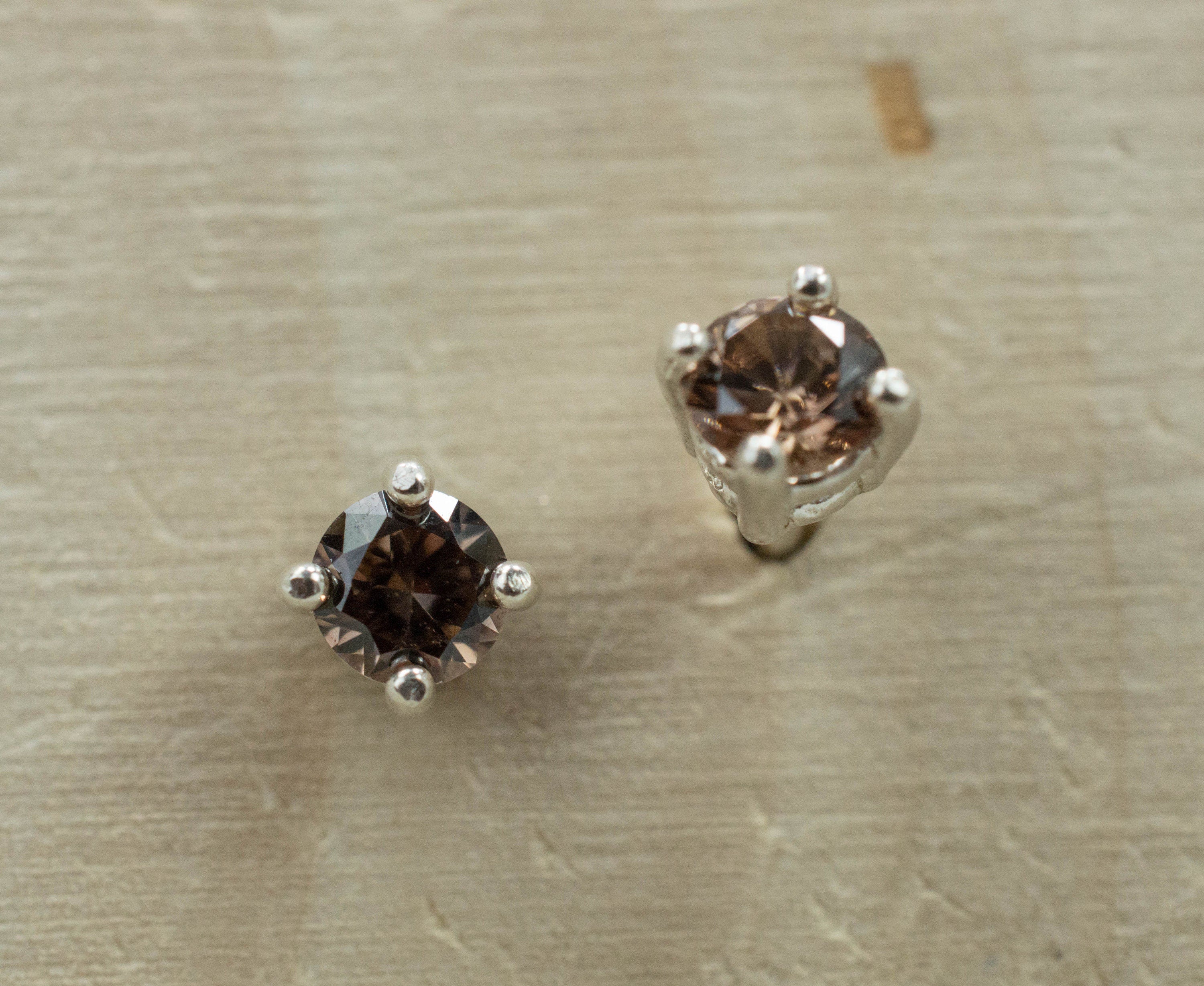 Champagne Zircon Earrings; Genuine Untreated Tanzanian Zircon - Mark Oliver Gems