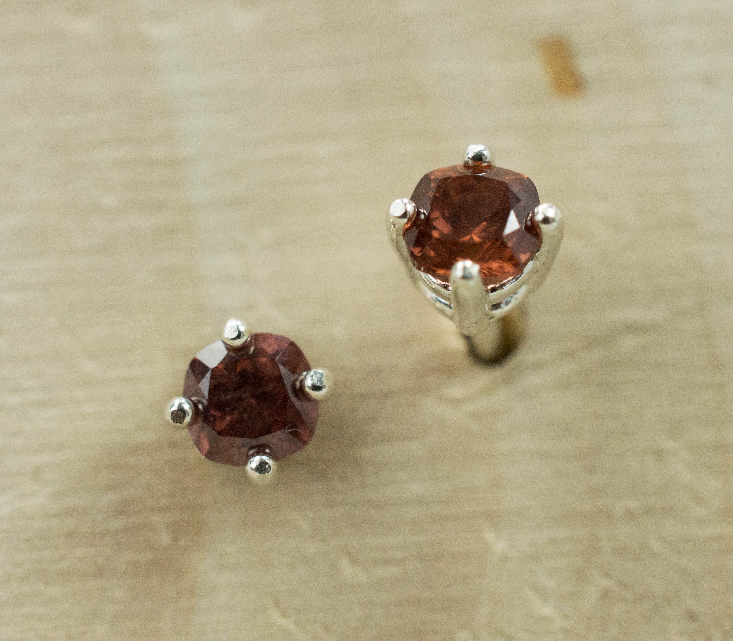 Red Zircon Earrings; Genuine Untreated Tanzania Zircon; 0.890cts - Mark Oliver Gems