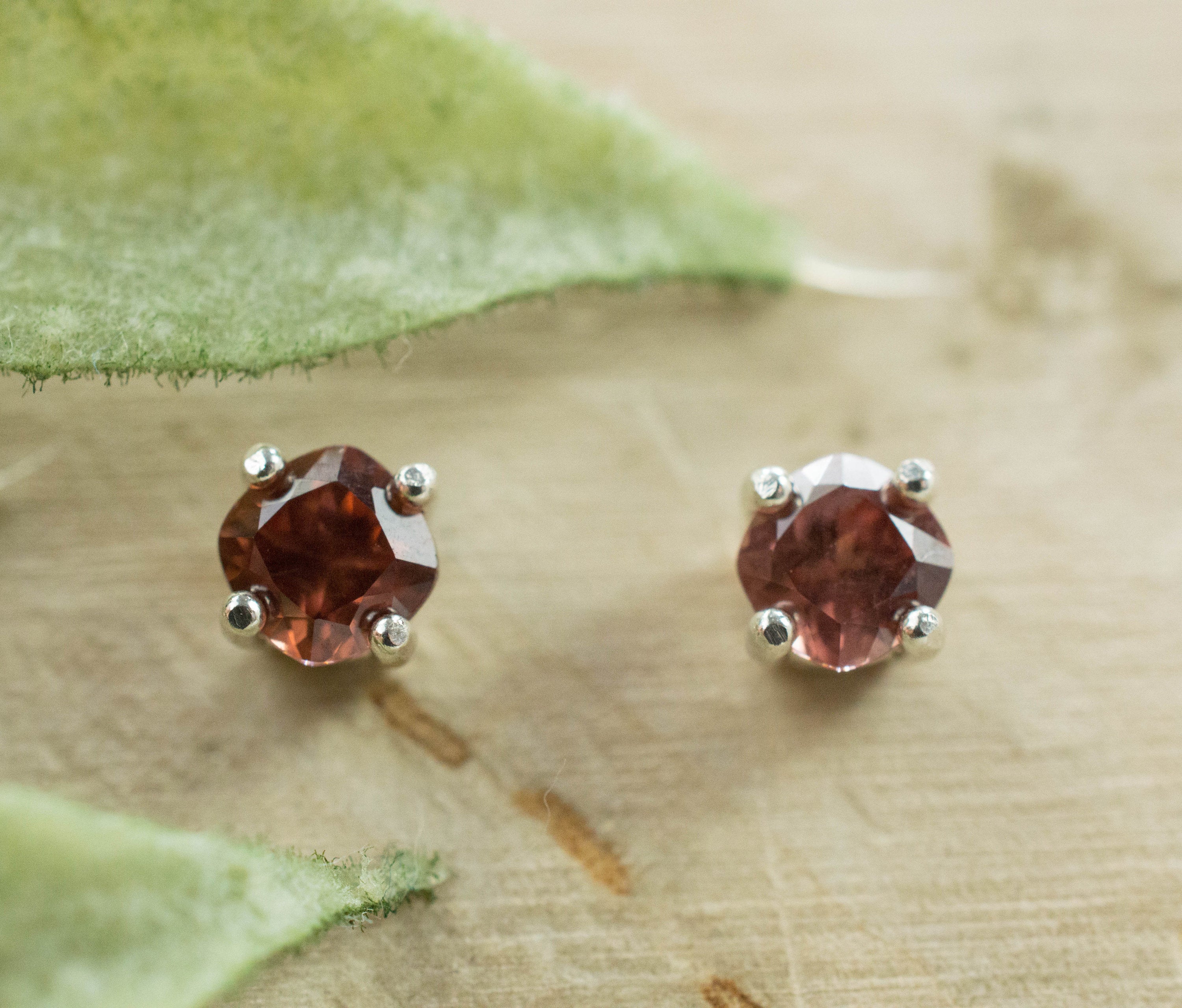 Red Zircon Earrings; Genuine Untreated Tanzania Zircon; 0.890cts - Mark Oliver Gems