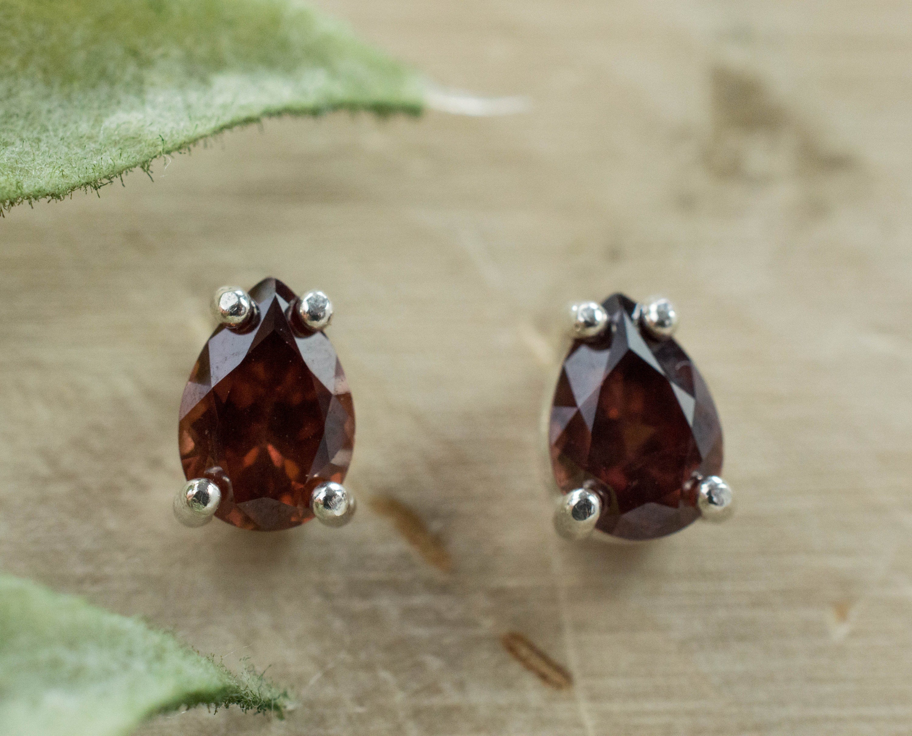 Red Zircon Earrings; Genuine Untreated Tanzania Zircon; 2.060cts - Mark Oliver Gems