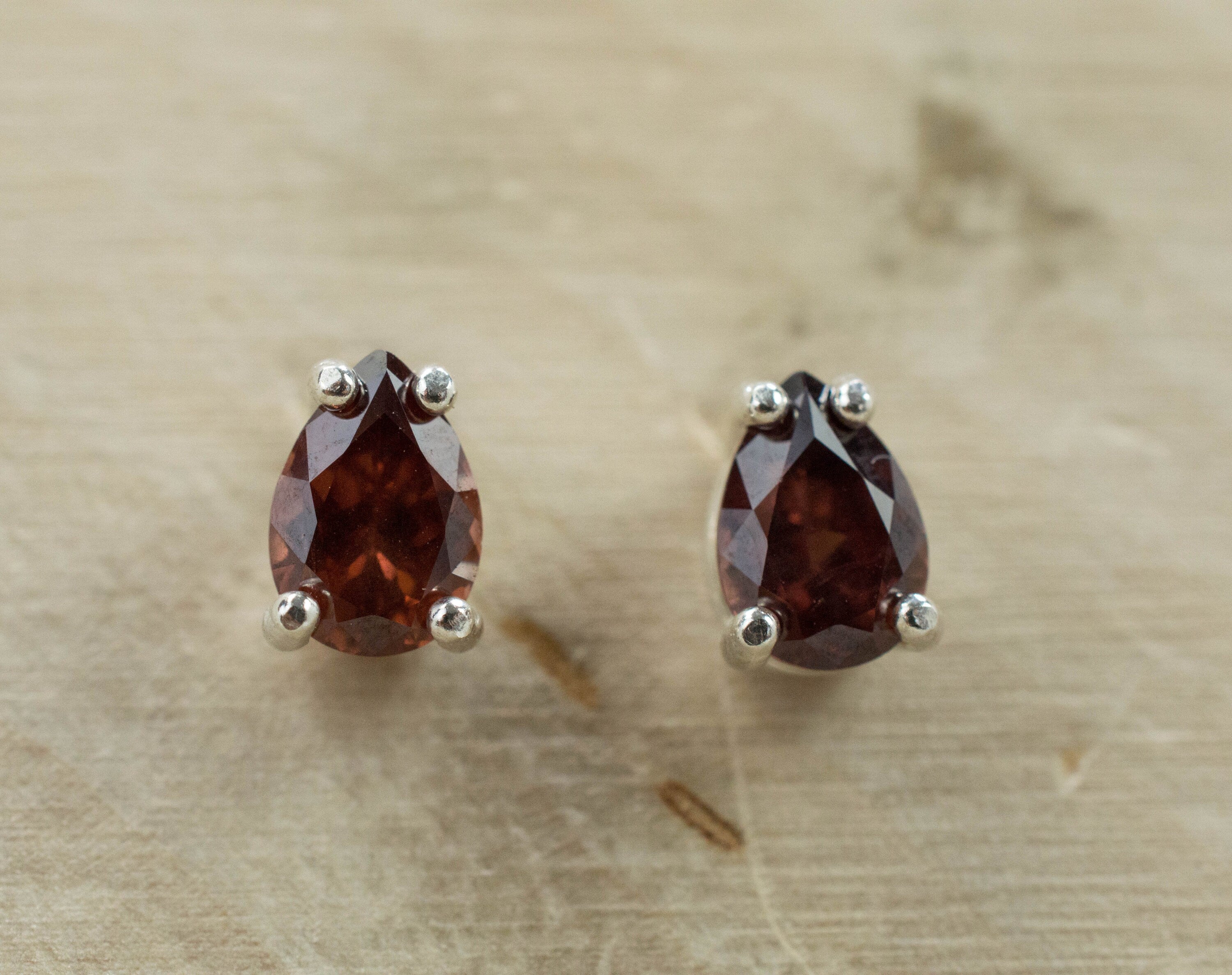 Red Zircon Earrings; Genuine Untreated Tanzania Zircon; 2.060cts - Mark Oliver Gems