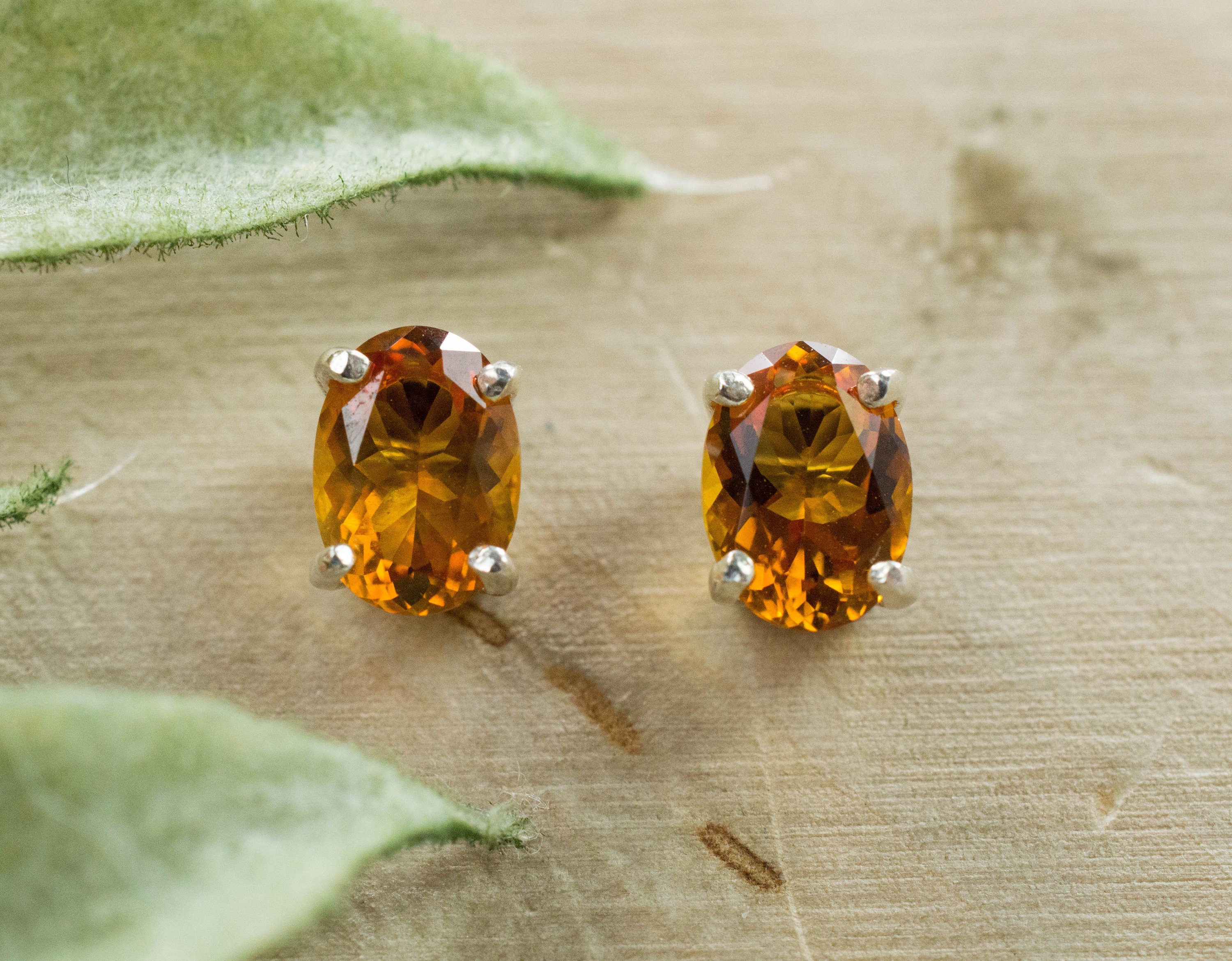 Citrine Earrings; Natural Untreated Uruguay Citrine; 1.305cts - Mark Oliver Gems