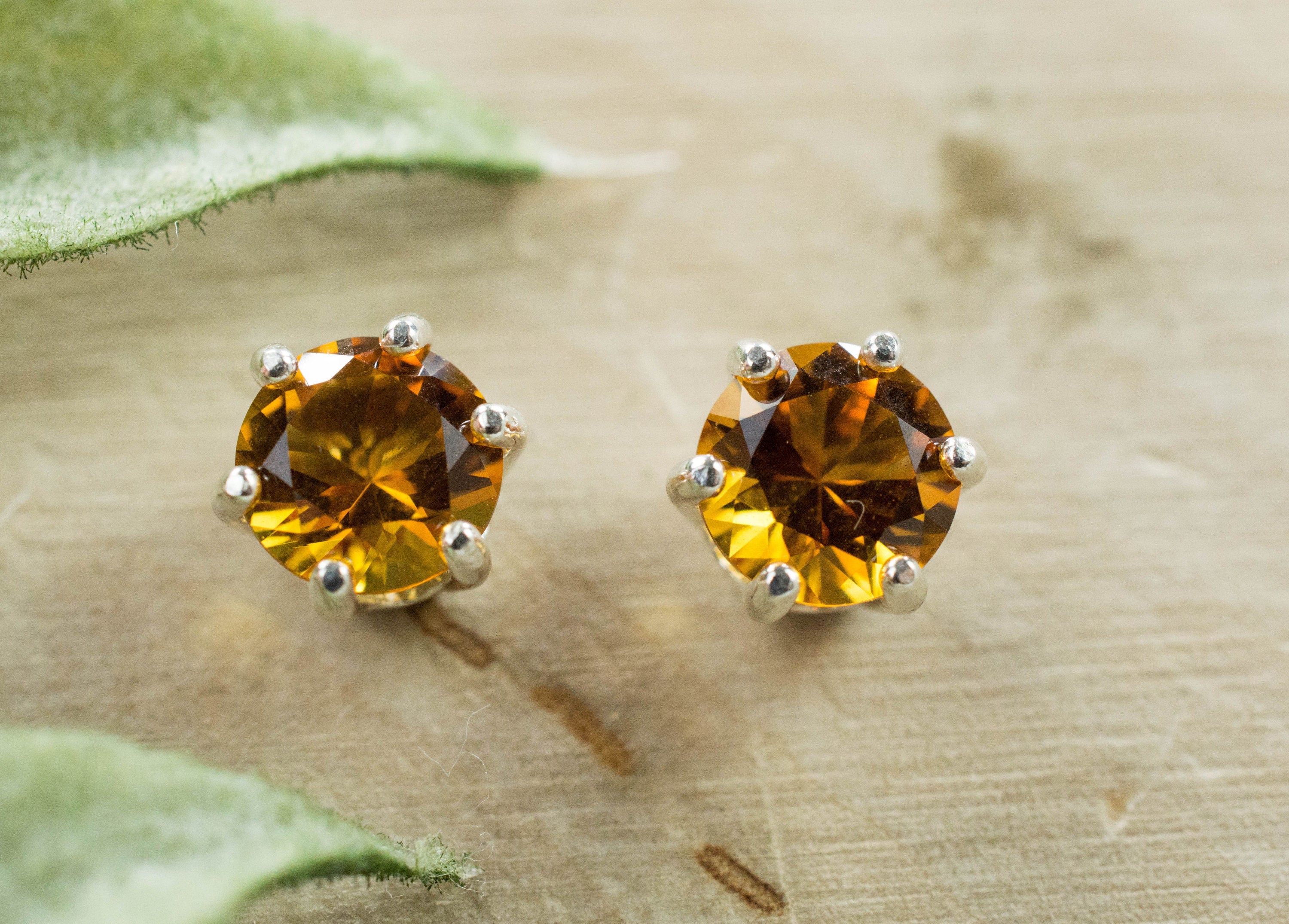 Citrine Earrings; Natural Untreated Uruguay Citrine; 1.360cts - Mark Oliver Gems