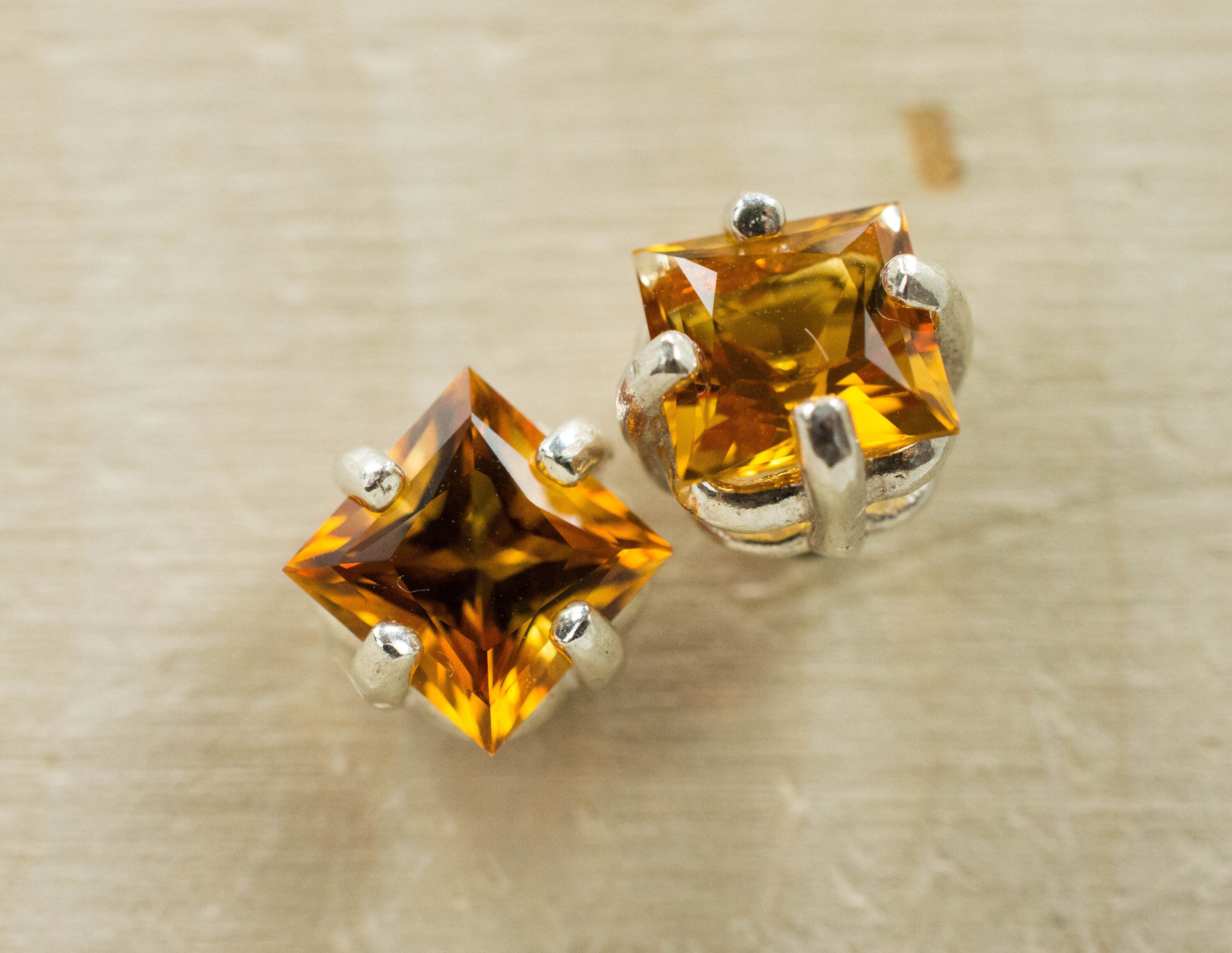 Madeira Citrine Earrings; Genuine Untreated Brazil Citrine; 1.980cts - Mark Oliver Gems