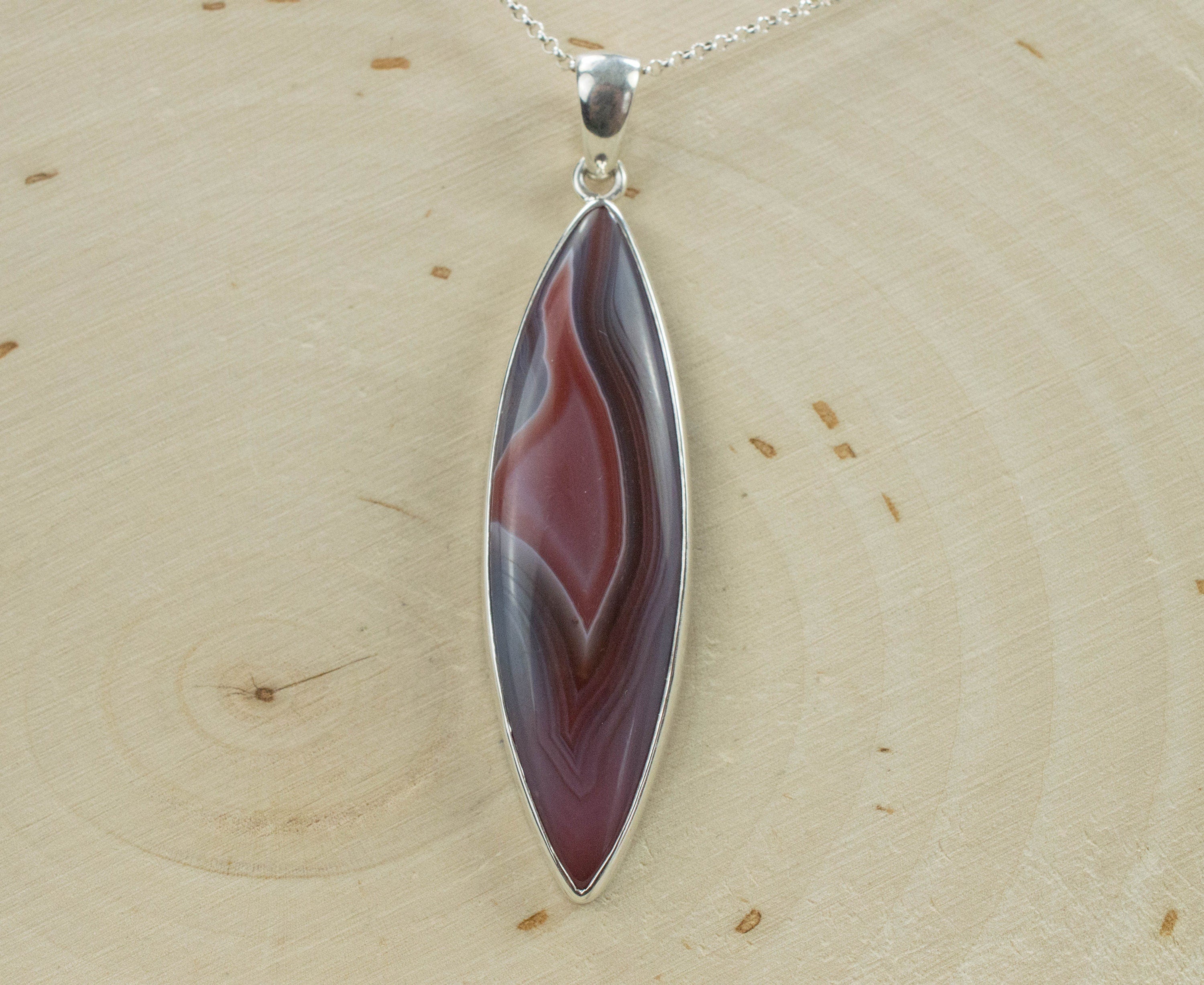 Agate Pendant; Genuine Untreated Botswana Agate - Mark Oliver Gems