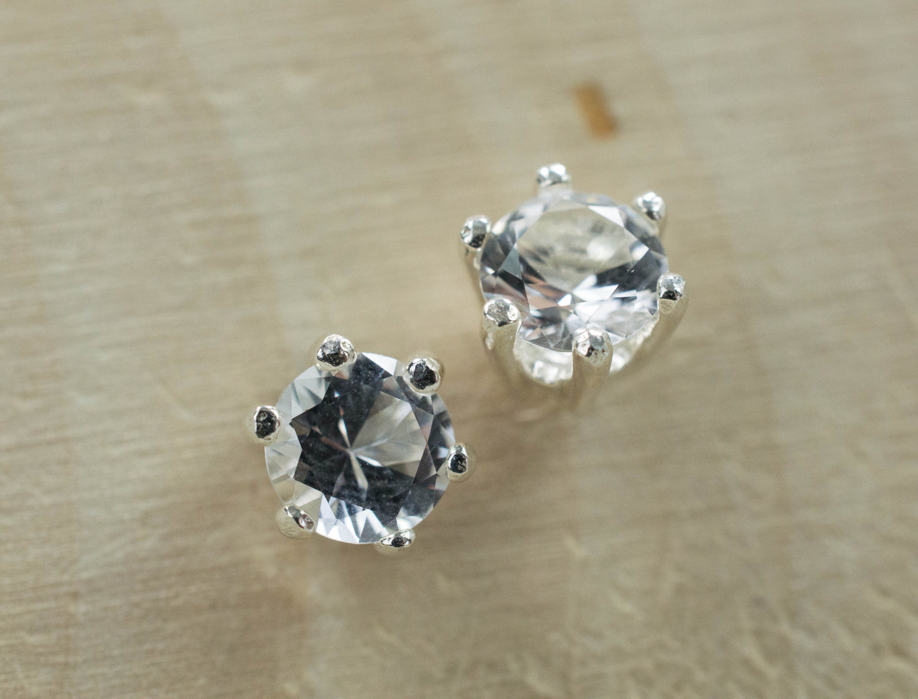 Silver Topaz Earrings; Genuine Untreated Brazilian Topaz - Mark Oliver Gems