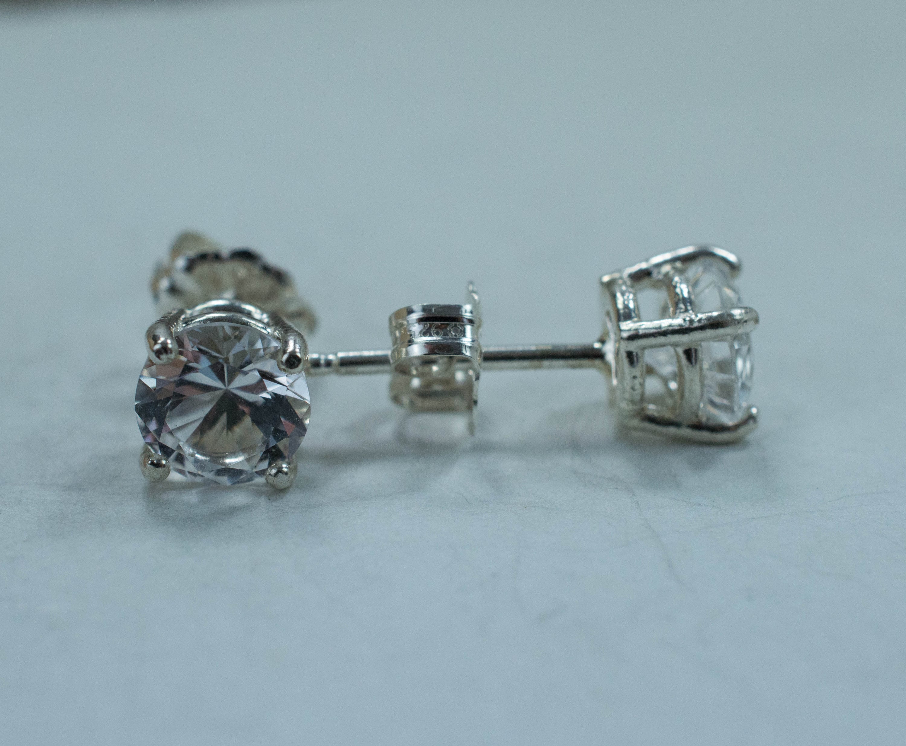 Silver Topaz Earrings; Natural Untreated Brazilian Topaz - Mark Oliver Gems