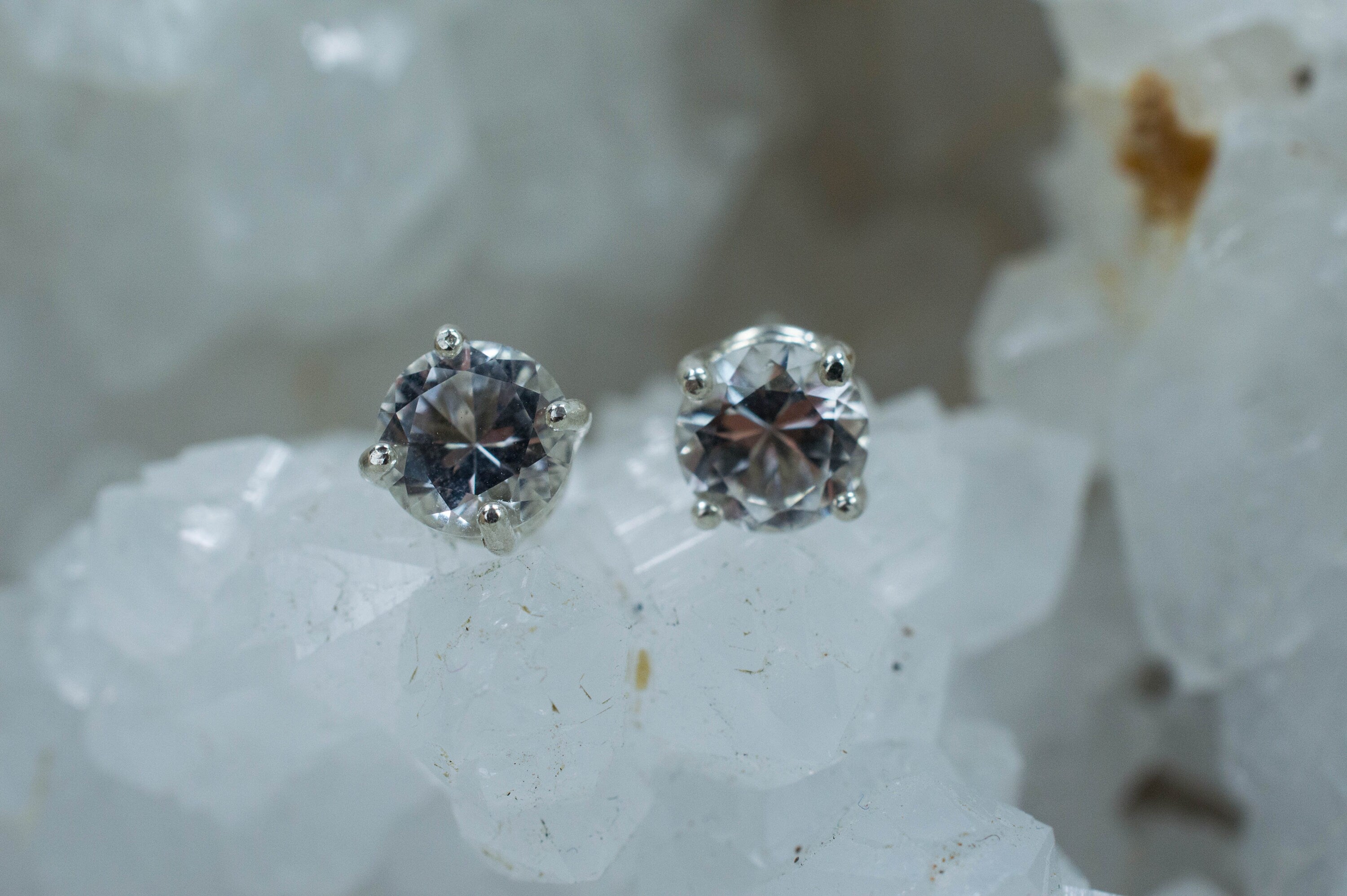 Silver Topaz Earrings; Natural Untreated Brazilian Topaz - Mark Oliver Gems