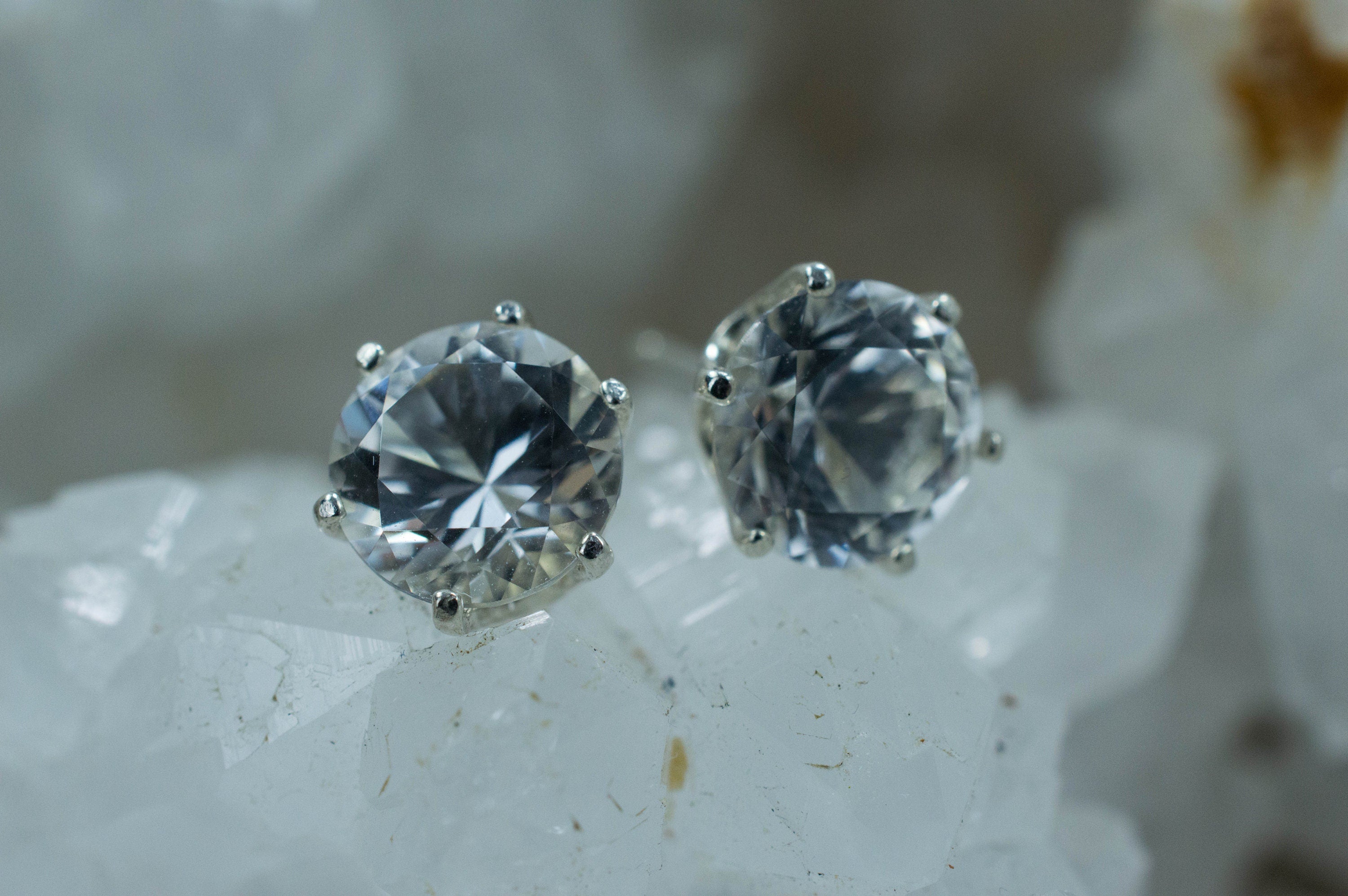 Silver Topaz Earrings; Natural Untreated Brazilian Mined Topaz - Mark Oliver Gems