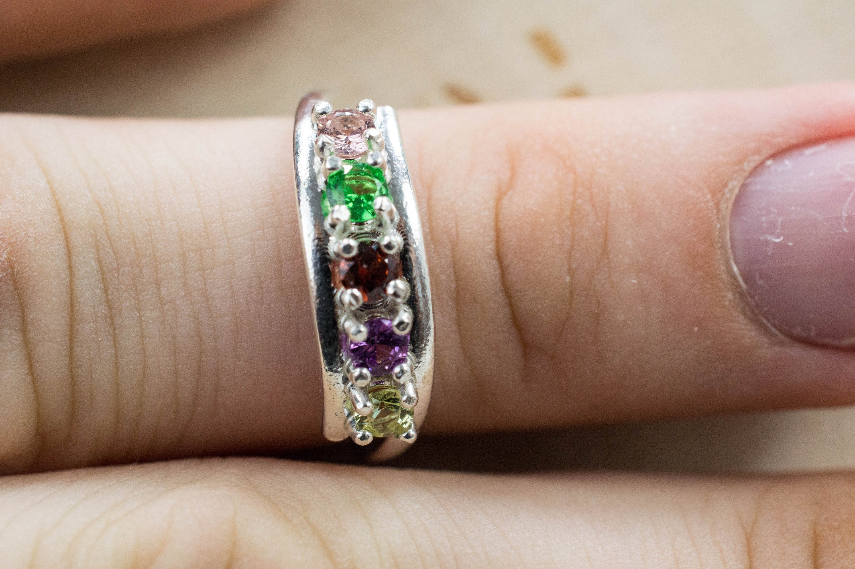 Garnet Ring; Natural Untreated Multicolor Garnets - Mark Oliver Gems