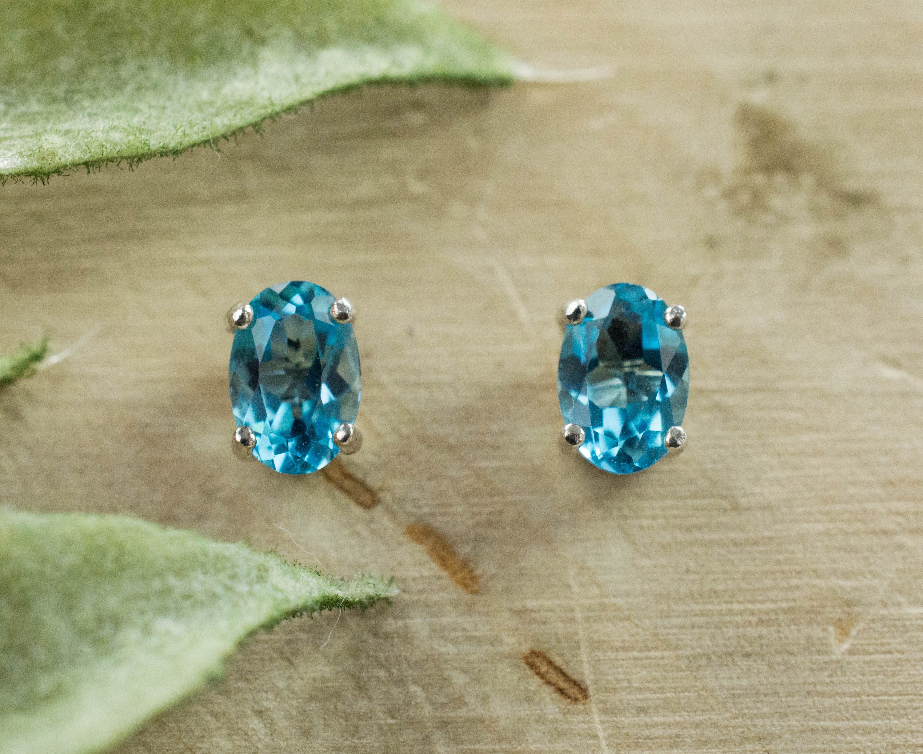 Blue Topaz Earrings; Genuine Brazilian Topaz; 1.035cts - Mark Oliver Gems