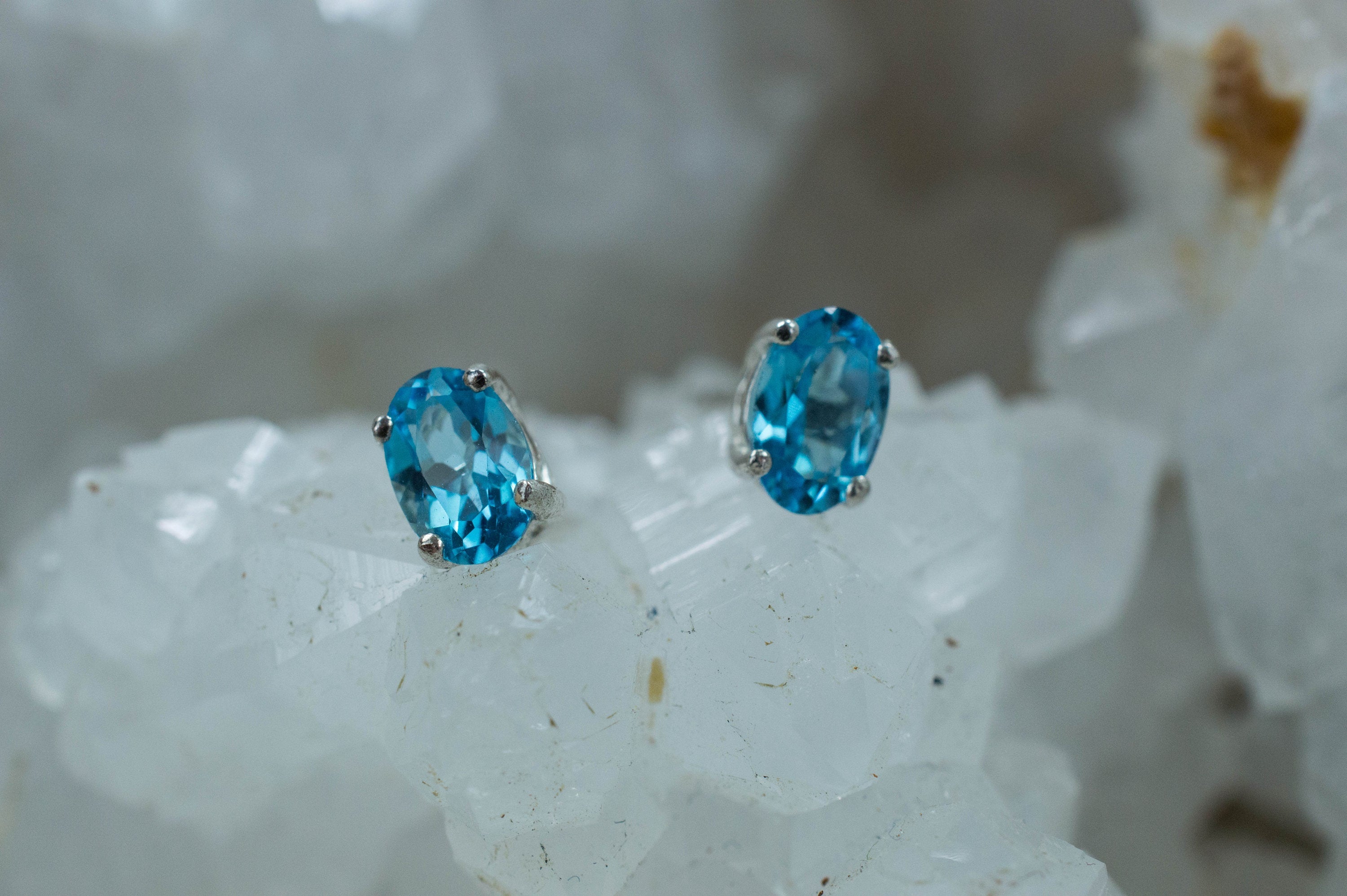 Blue Topaz Earrings; Genuine Brazilian Topaz; 1.035cts - Mark Oliver Gems