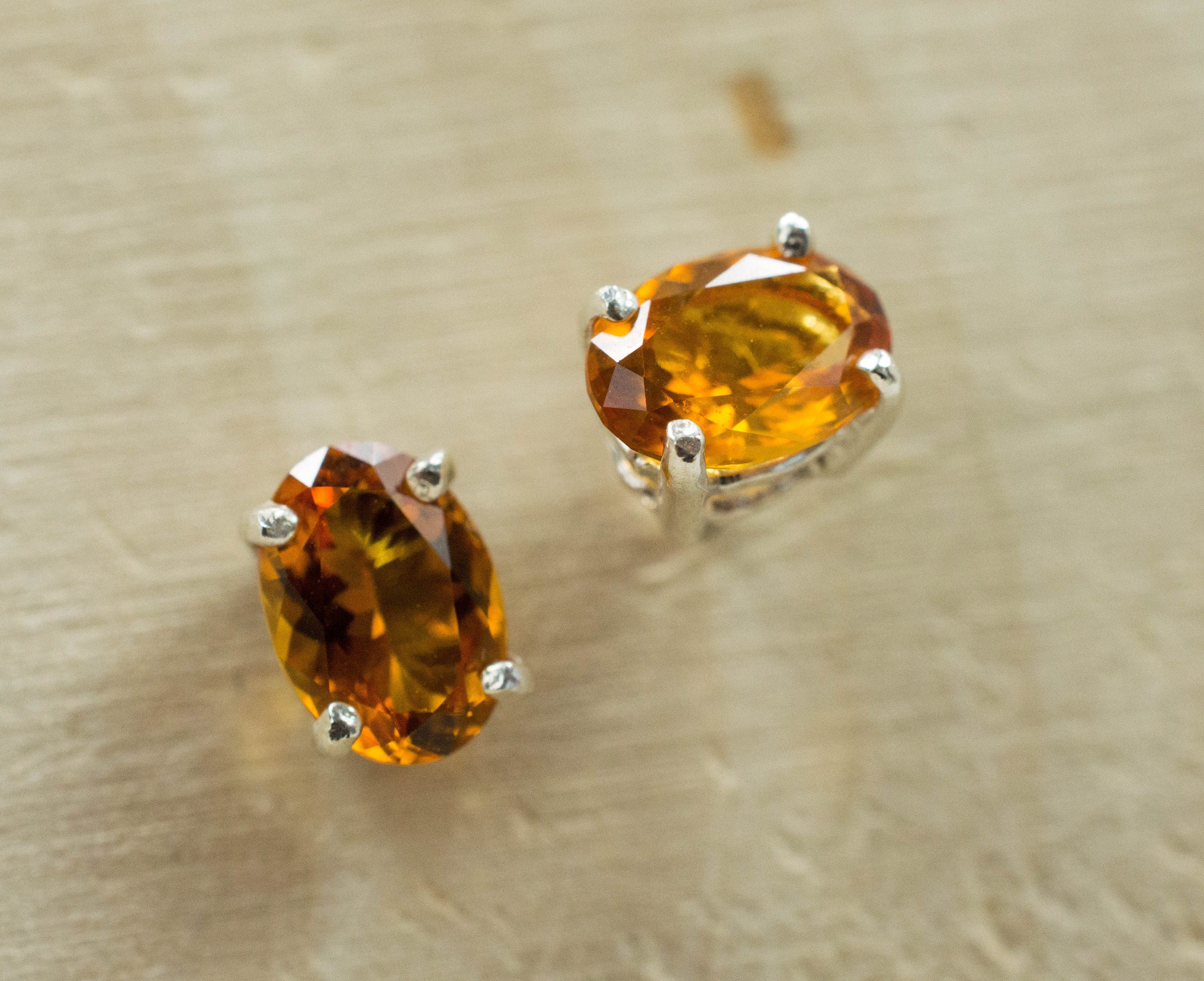 Citrine Earrings; Natural Untreated Uruguay Citrine; 1.305cts - Mark Oliver Gems