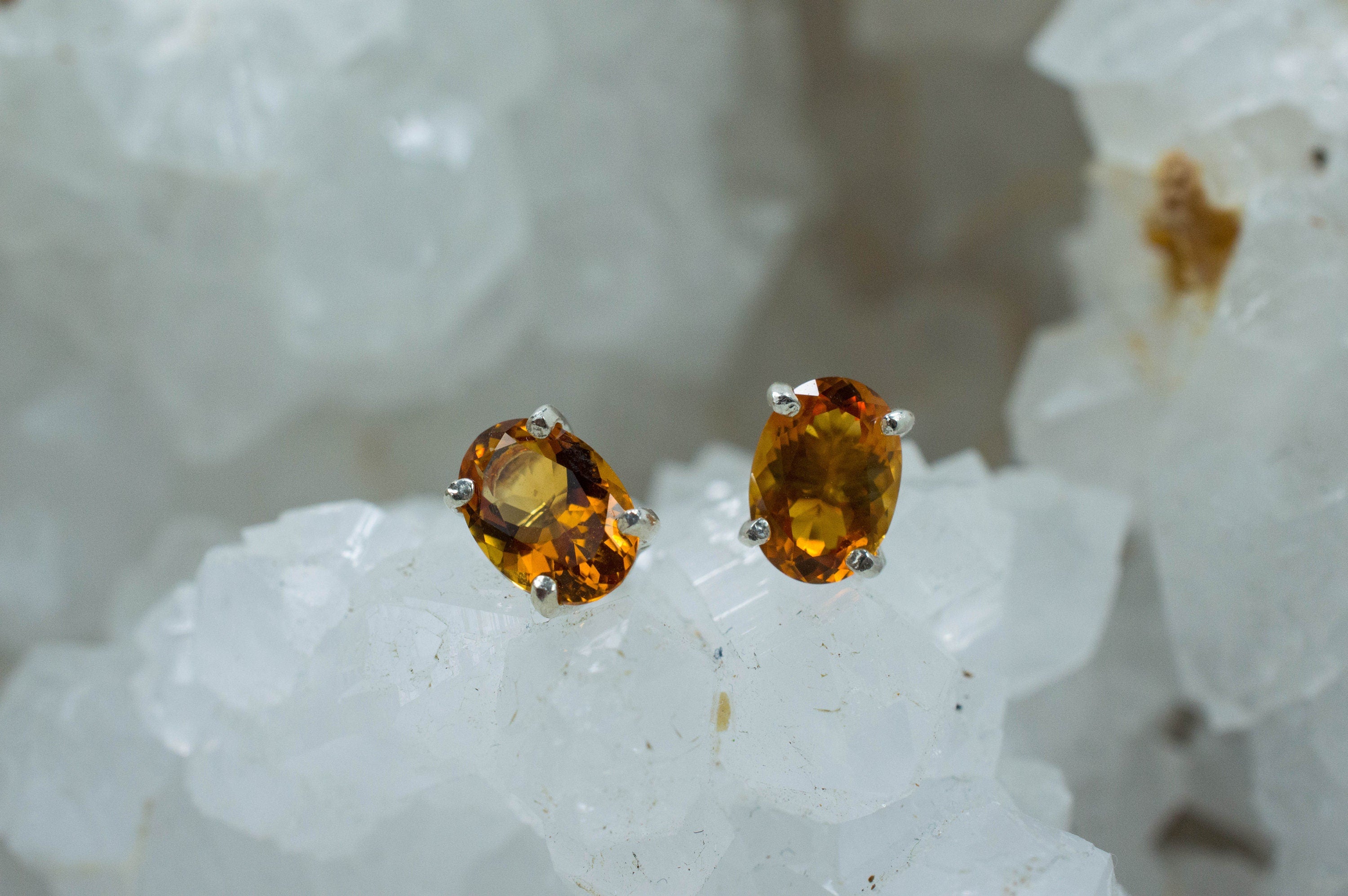 Citrine Earrings; Natural Untreated Uruguay Citrine; 1.305cts - Mark Oliver Gems