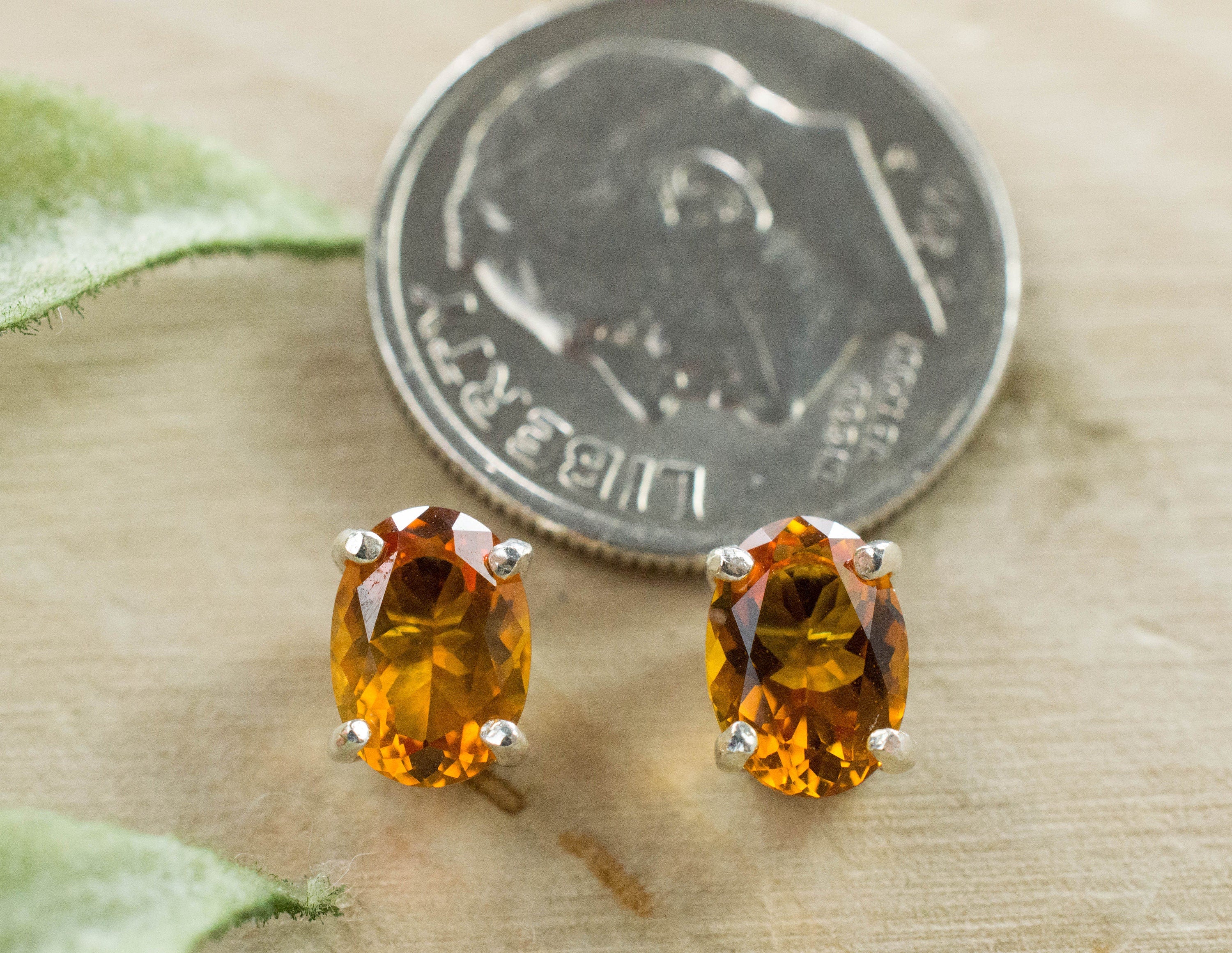 Citrine Earrings; Natural Untreated Uruguay Citrine; 1.305cts - Mark Oliver Gems