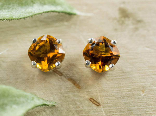 Citrine Earrings; Natural Untreated Uruguay Citrine; 1.625cts