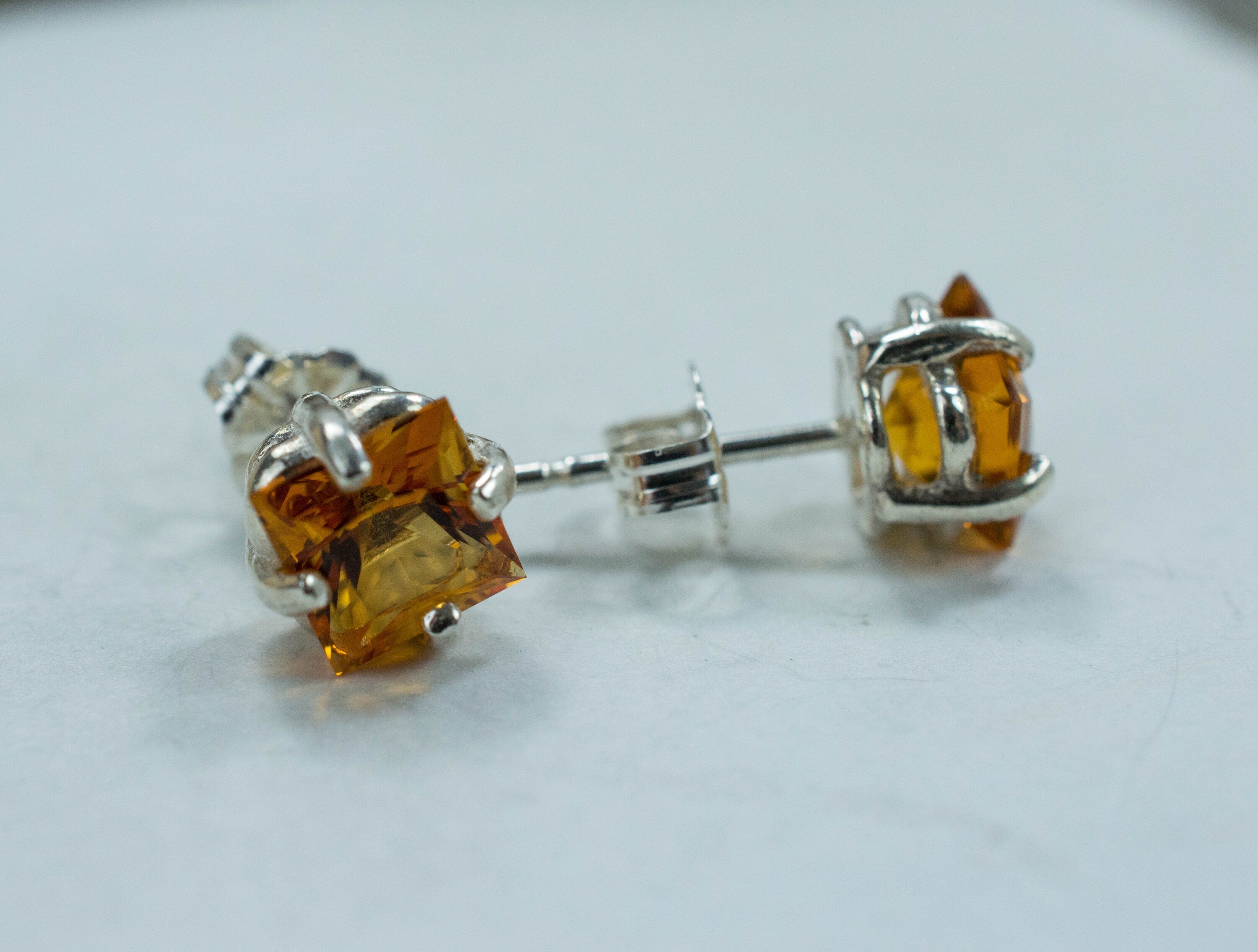 Madeira Citrine Earrings; Genuine Untreated Brazil Citrine; 1.980cts - Mark Oliver Gems