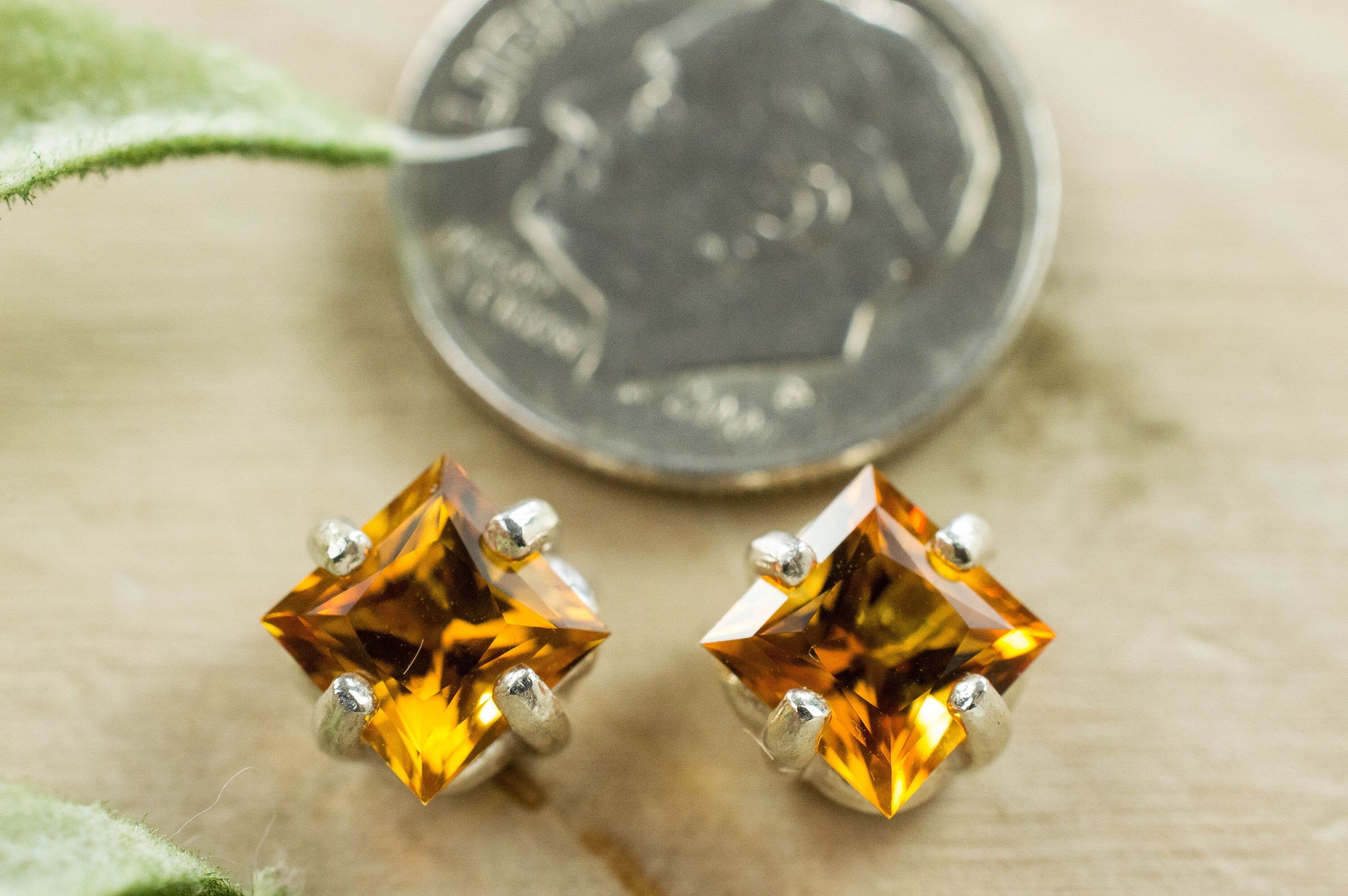 Madeira Citrine Earrings; Genuine Untreated Brazil Citrine; 1.980cts - Mark Oliver Gems