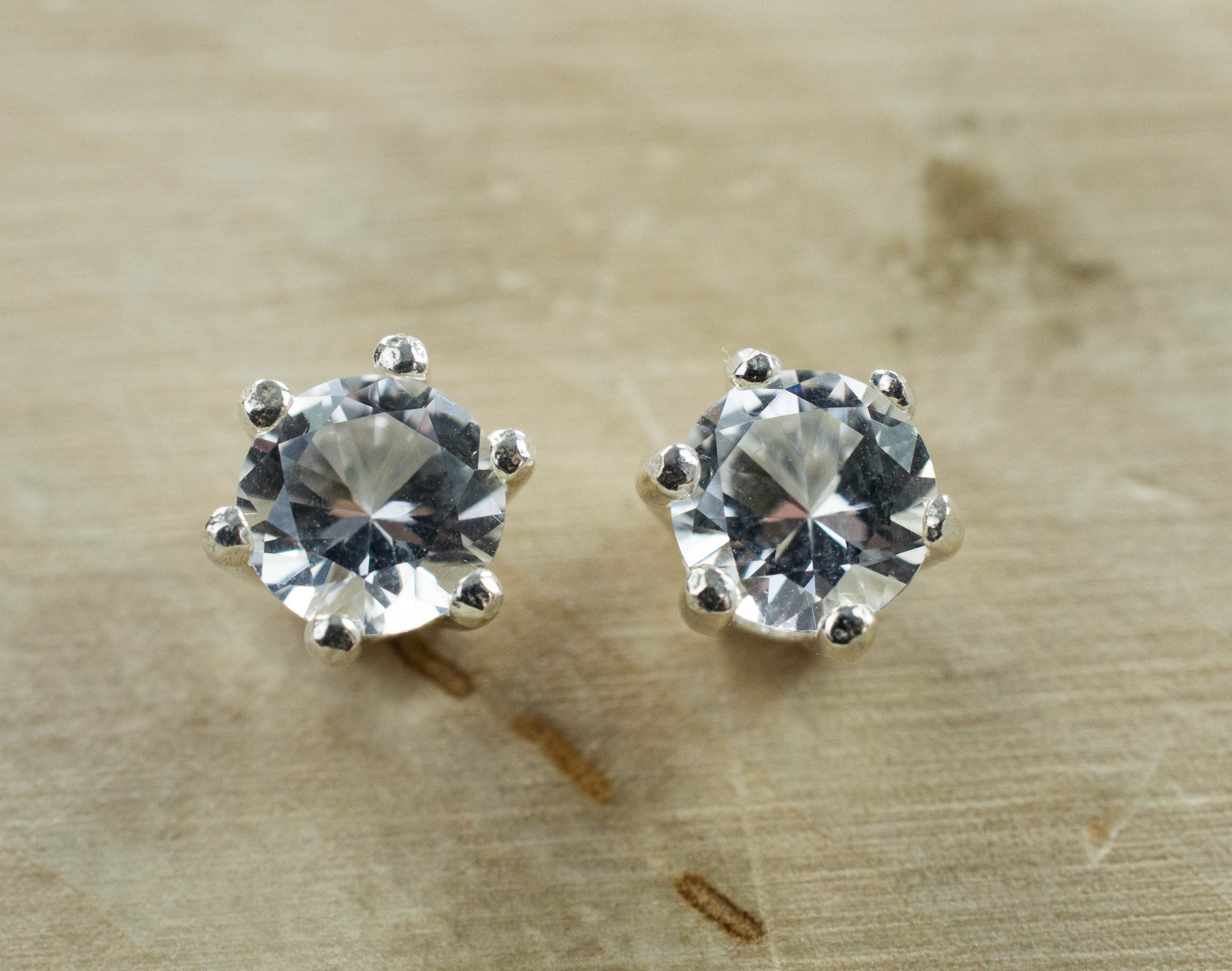 Silver Topaz Earrings; Genuine Untreated Brazilian Topaz - Mark Oliver Gems