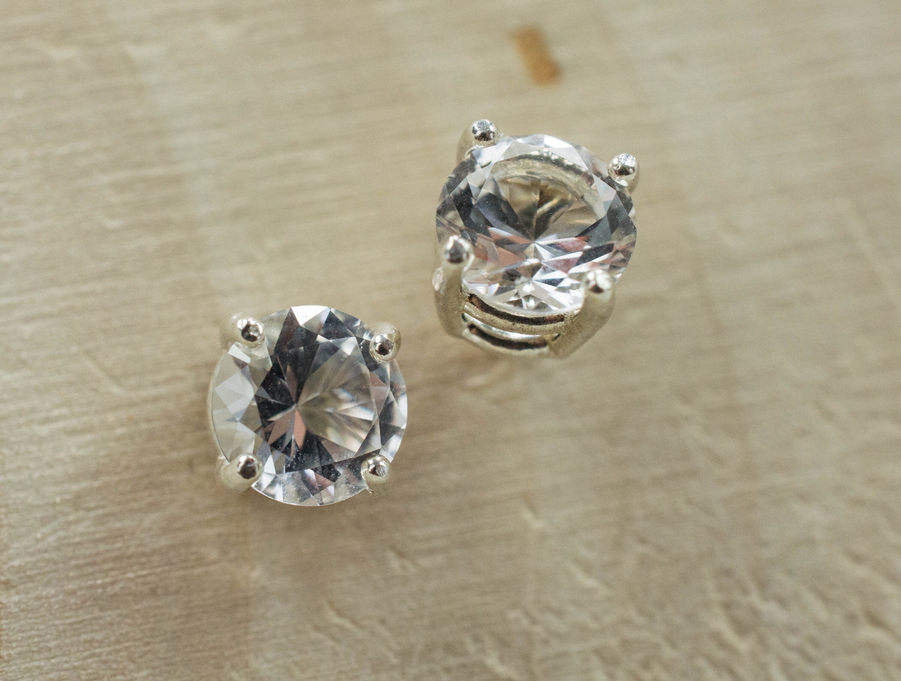 Silver Topaz Earrings; Natural Untreated Brazilian Topaz - Mark Oliver Gems