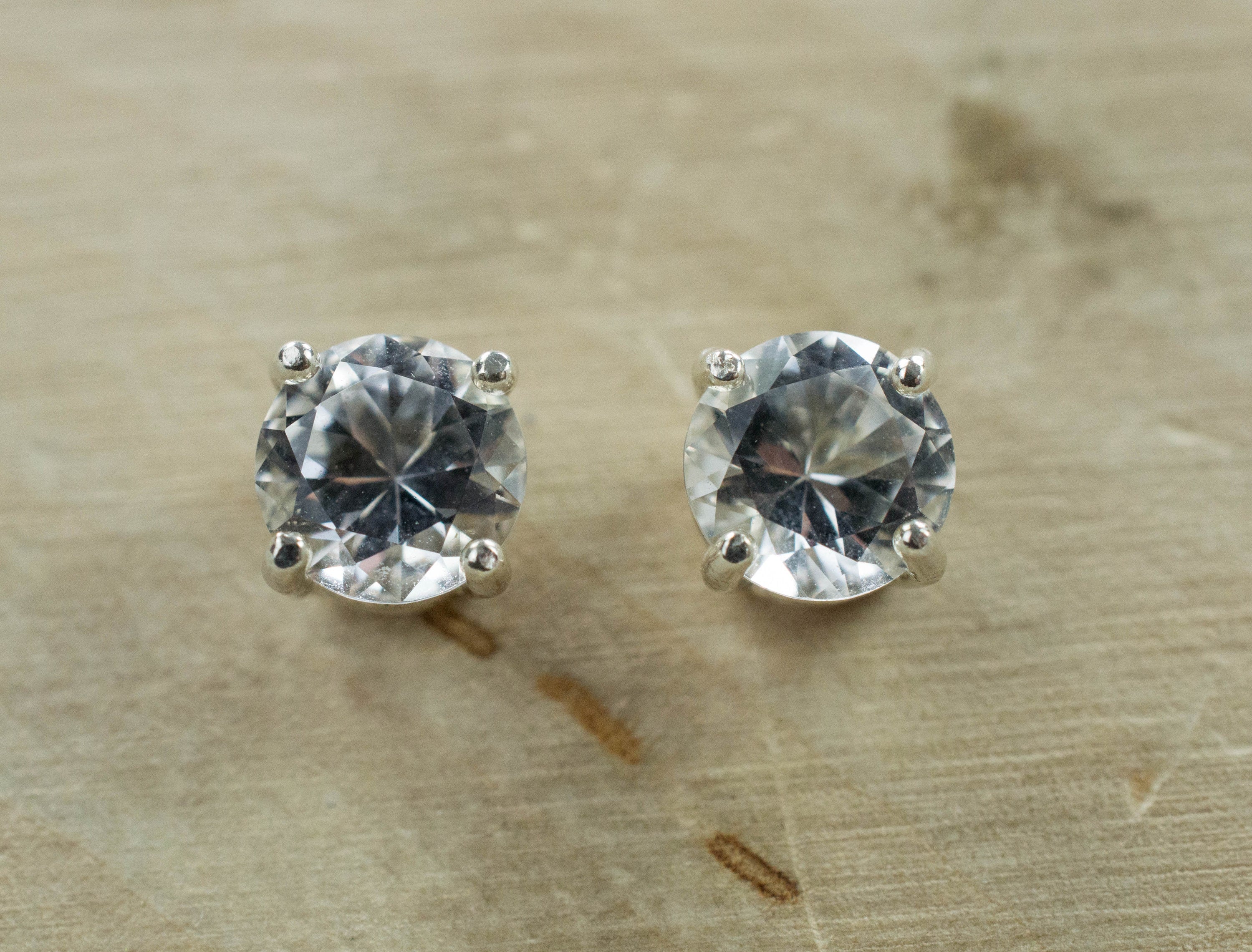 Silver Topaz Earrings; Natural Untreated Brazilian Topaz - Mark Oliver Gems